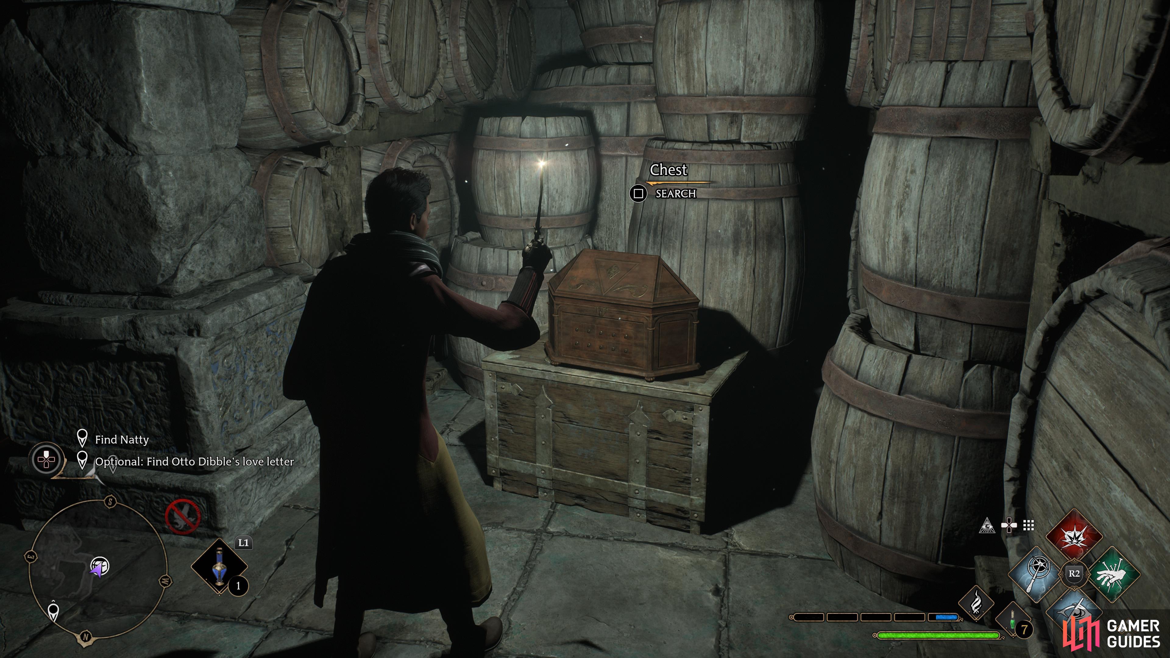 the chest can be found in the large room.