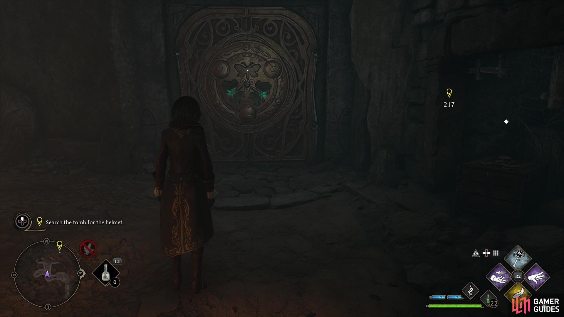 The main barrier to progress in the witch's tomb are sealed moth doors.