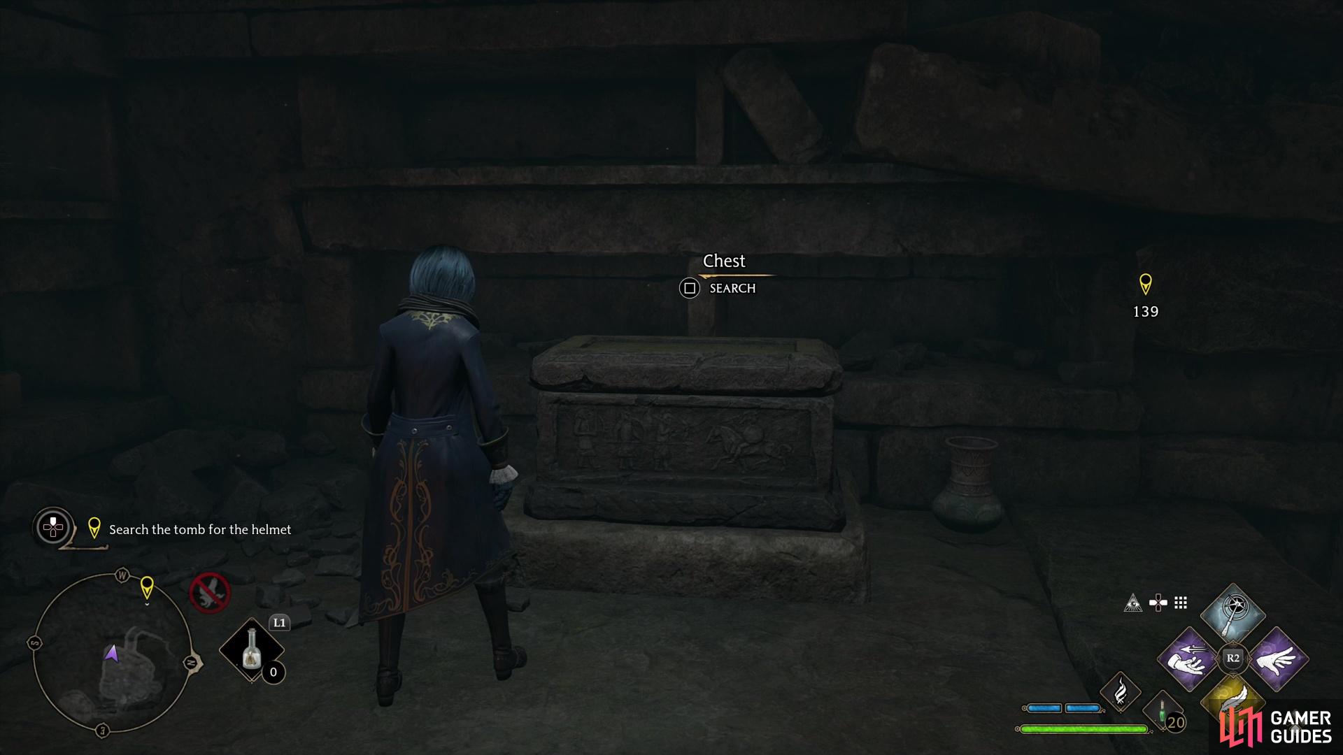 A large chest can be found on a ledge to the southwest.
