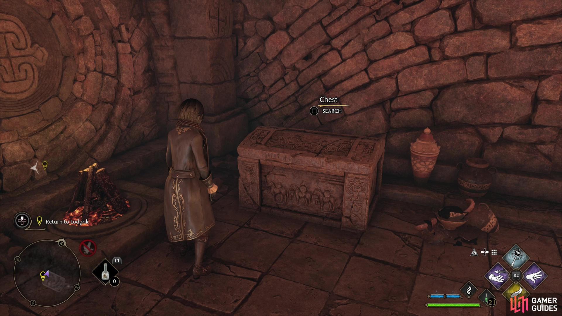 then loot a large chest near the tomb.