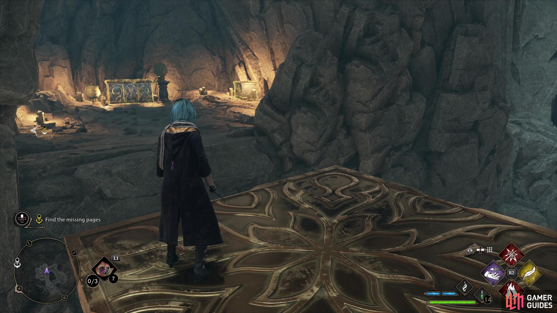 as you can find a ledge with two chests to the east.