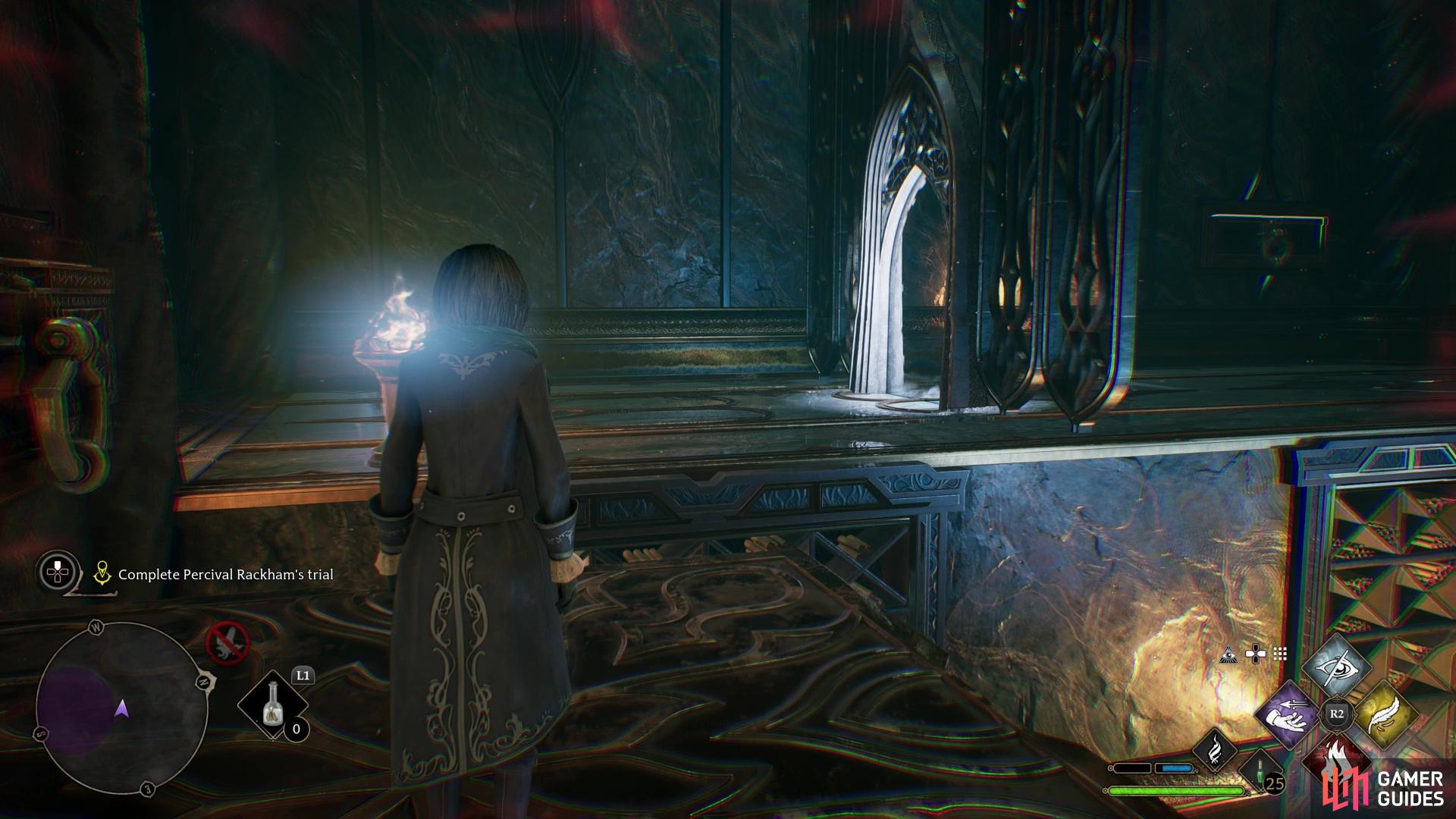 Get the floating platform past the portal to continue on past the first puzzle.