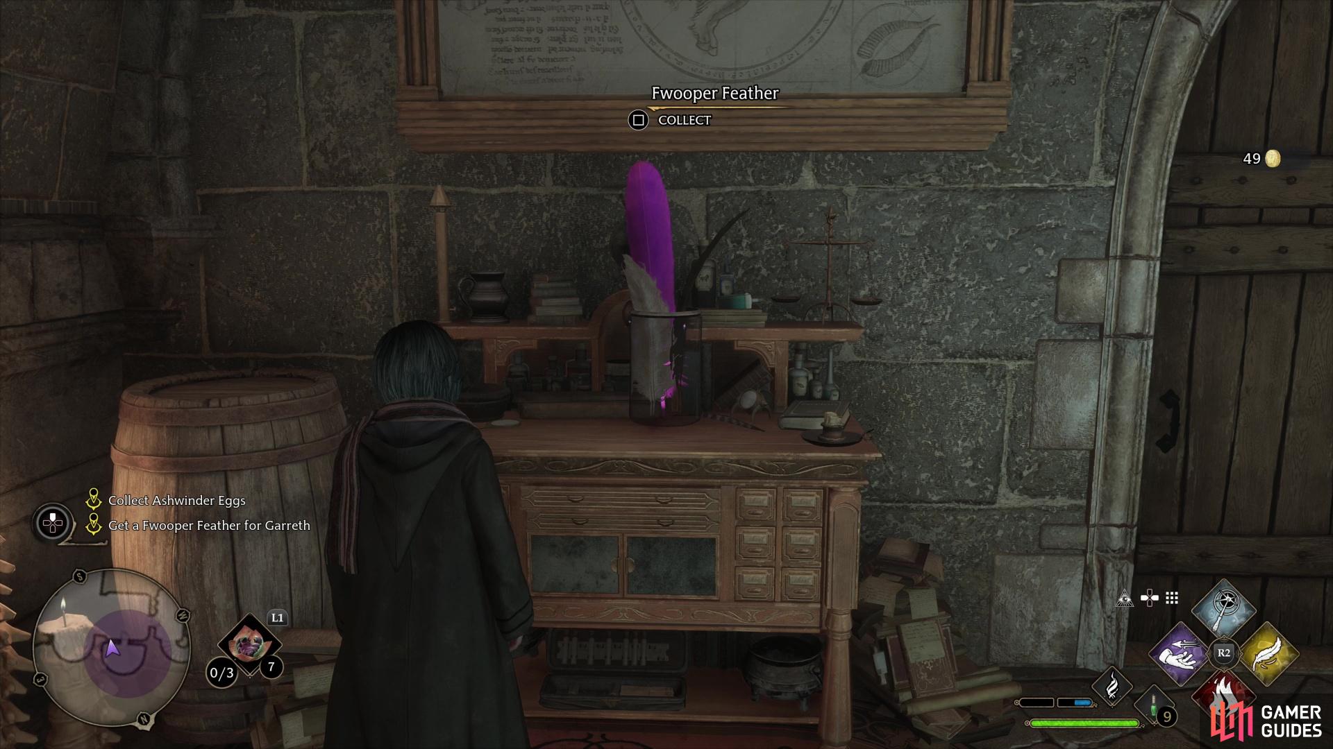 If you agree, you'll find the large, purple feather in Professor Sharp's office.