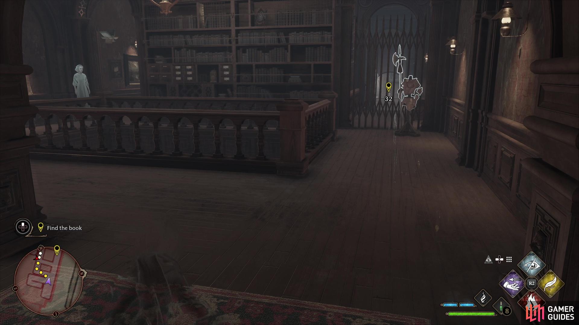 After getting through the gate and going down some stairs, you'll find a ghost blocking your path.