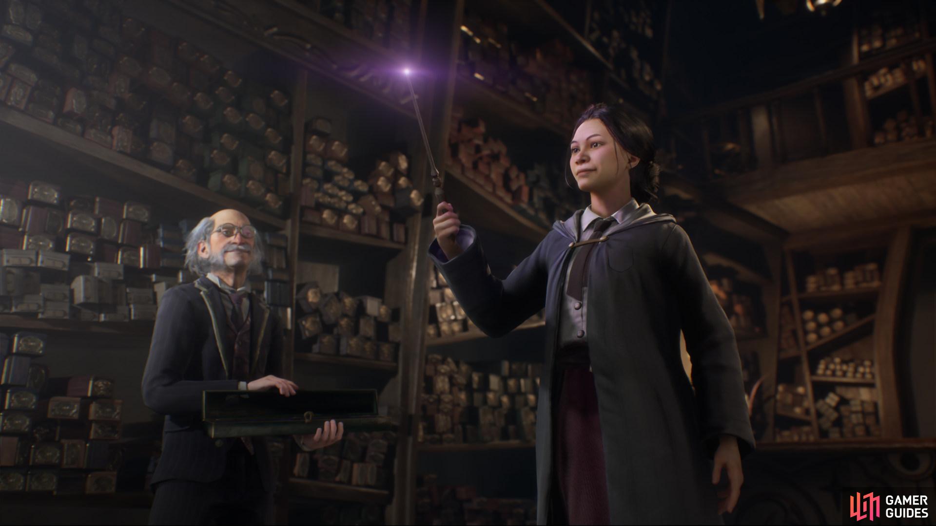 Here is a look at the in-game Hogwarts Legacy Wand Customization feature. Image via Warner Brothers.