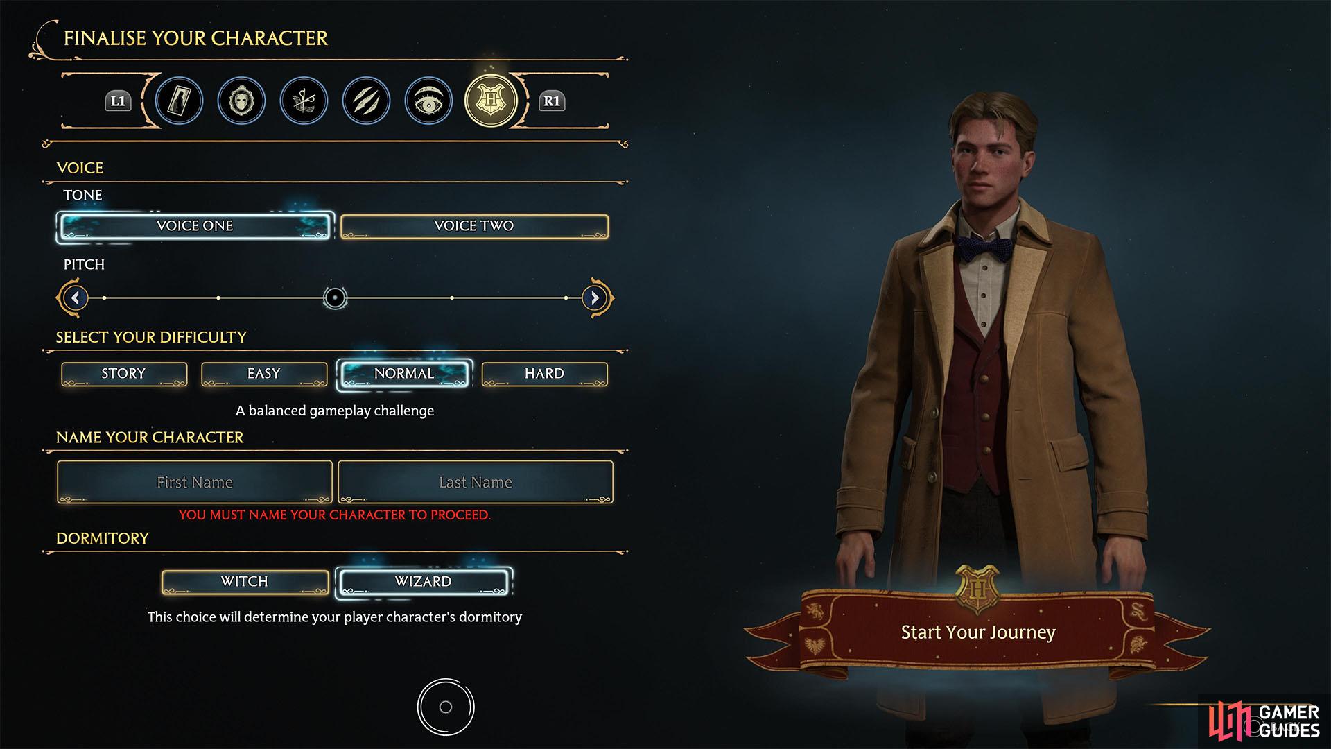 Hogwarts Legacy witch or wizard option