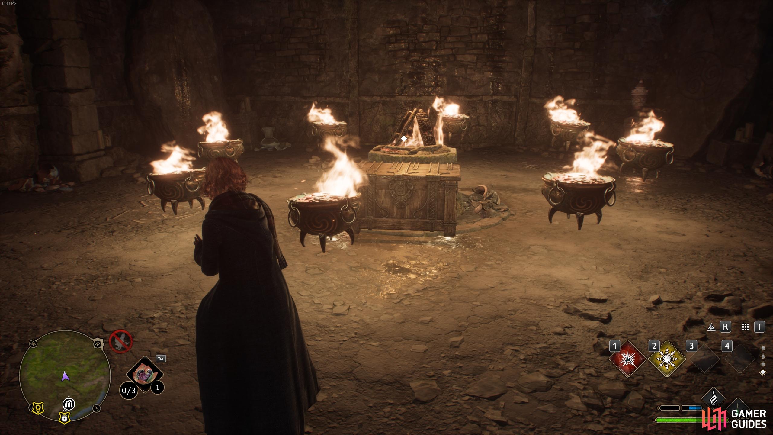 Use a fire-based spell to light the braziers and reveal the chest.