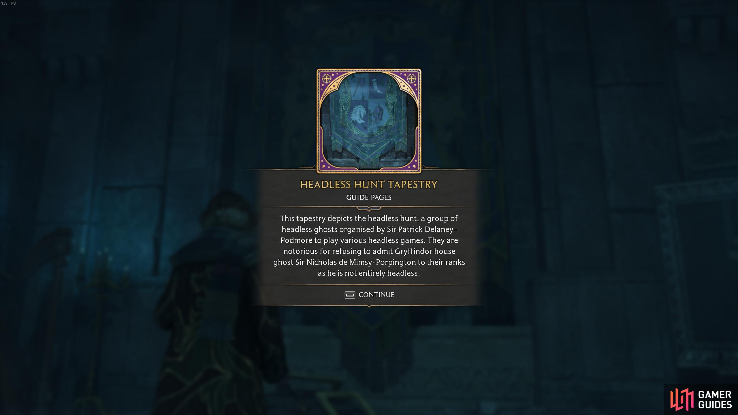 The description for the Headless Hunt Tapestry.