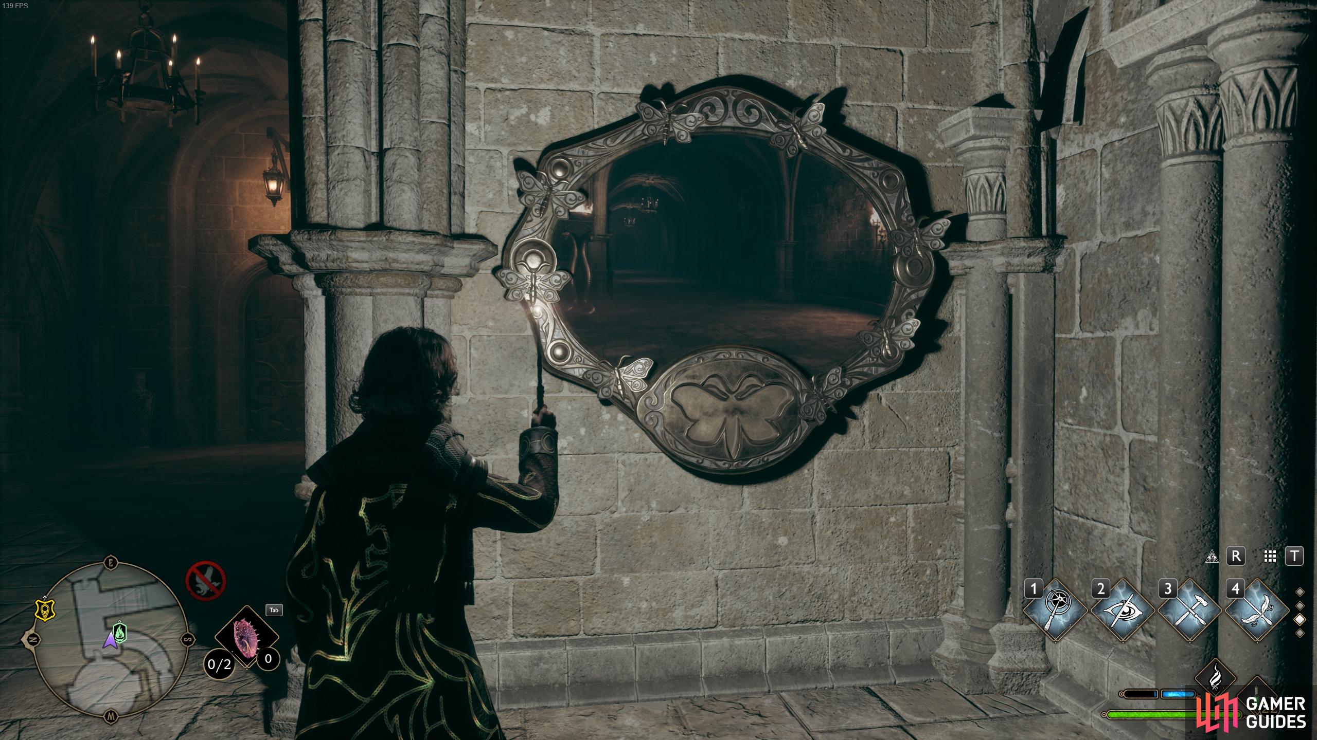 Cast Lumos in front of the mirror to reveal the location of the moth.