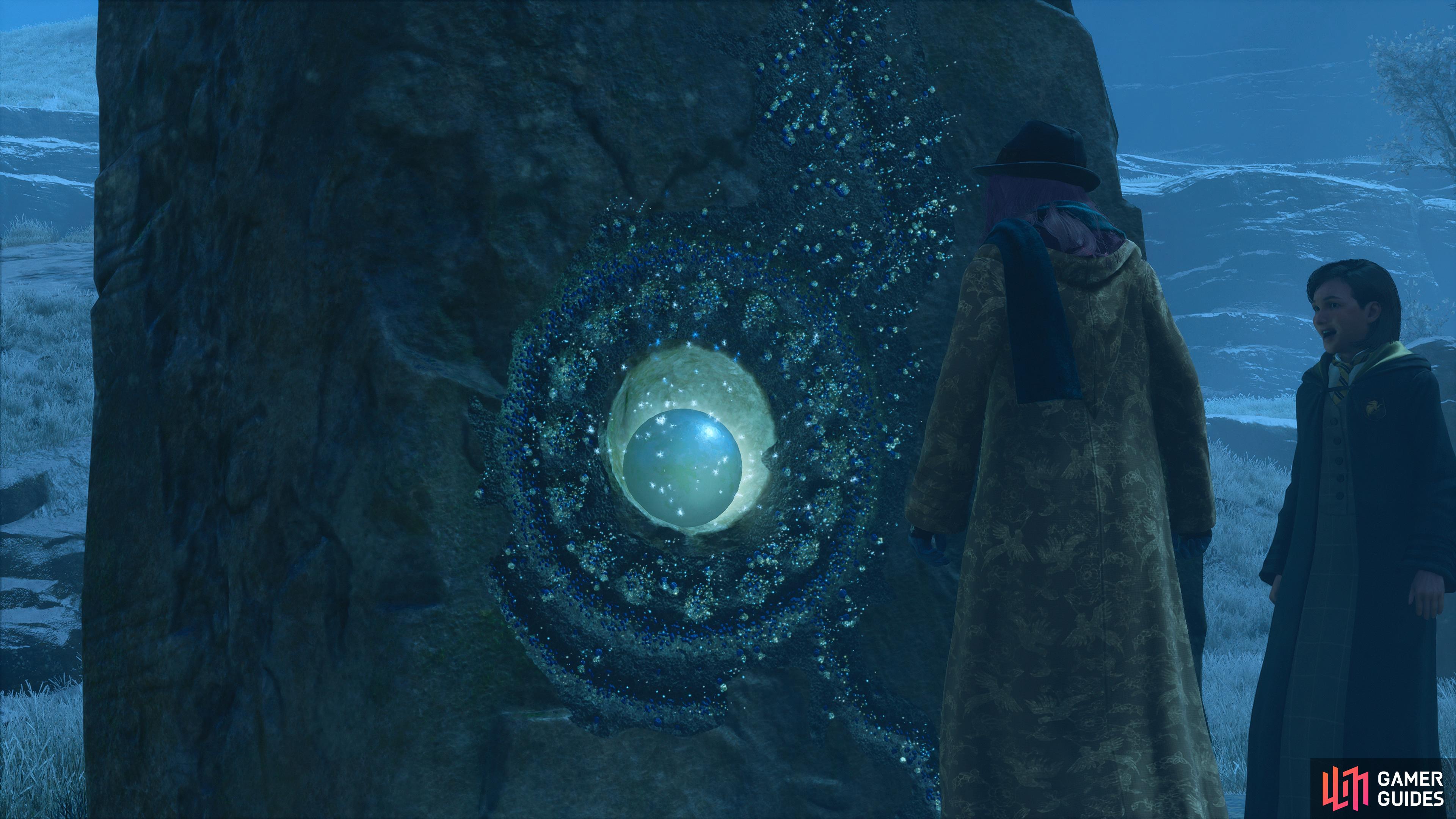 The moonstone being used in Hogwarts Legacy.