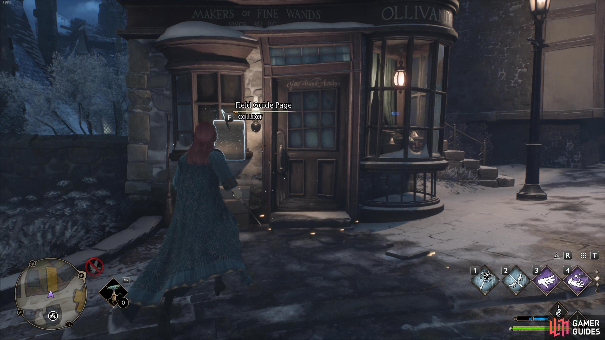 A field guide page can be found outside Ollivander's Wand Shop. 
