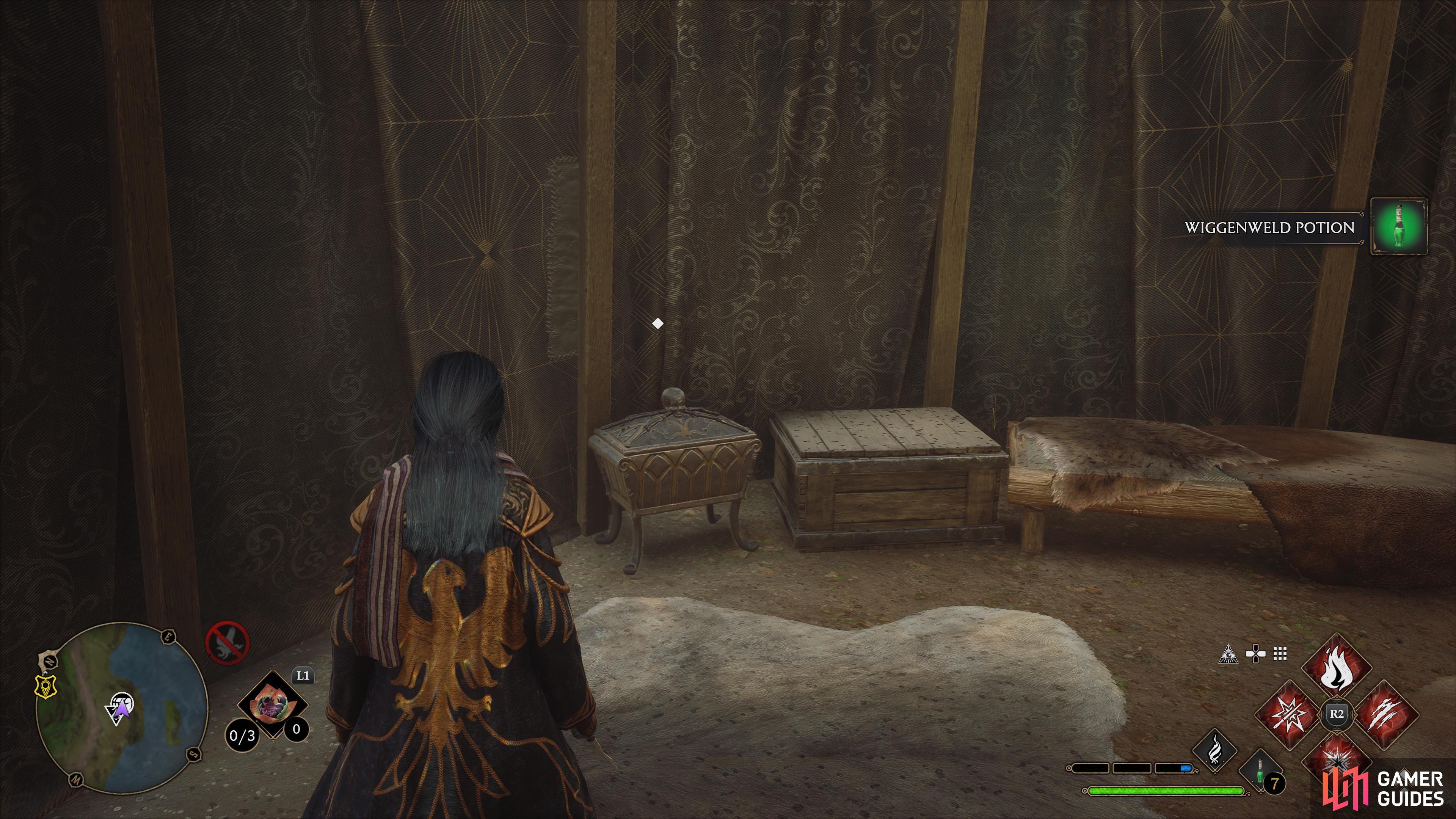 to find the Chest sitting in a tent