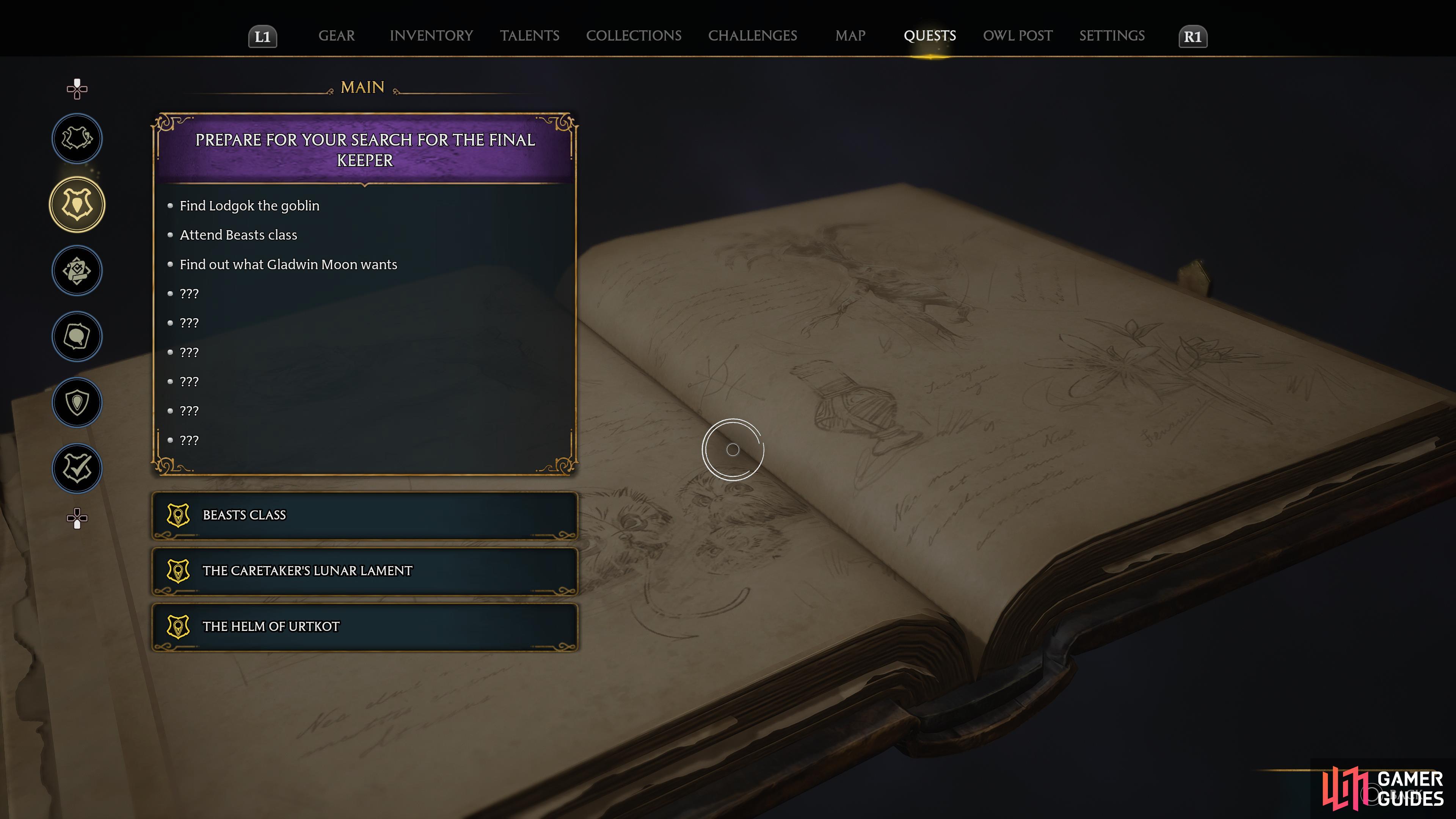 You can find your Side Quests via the Menu.