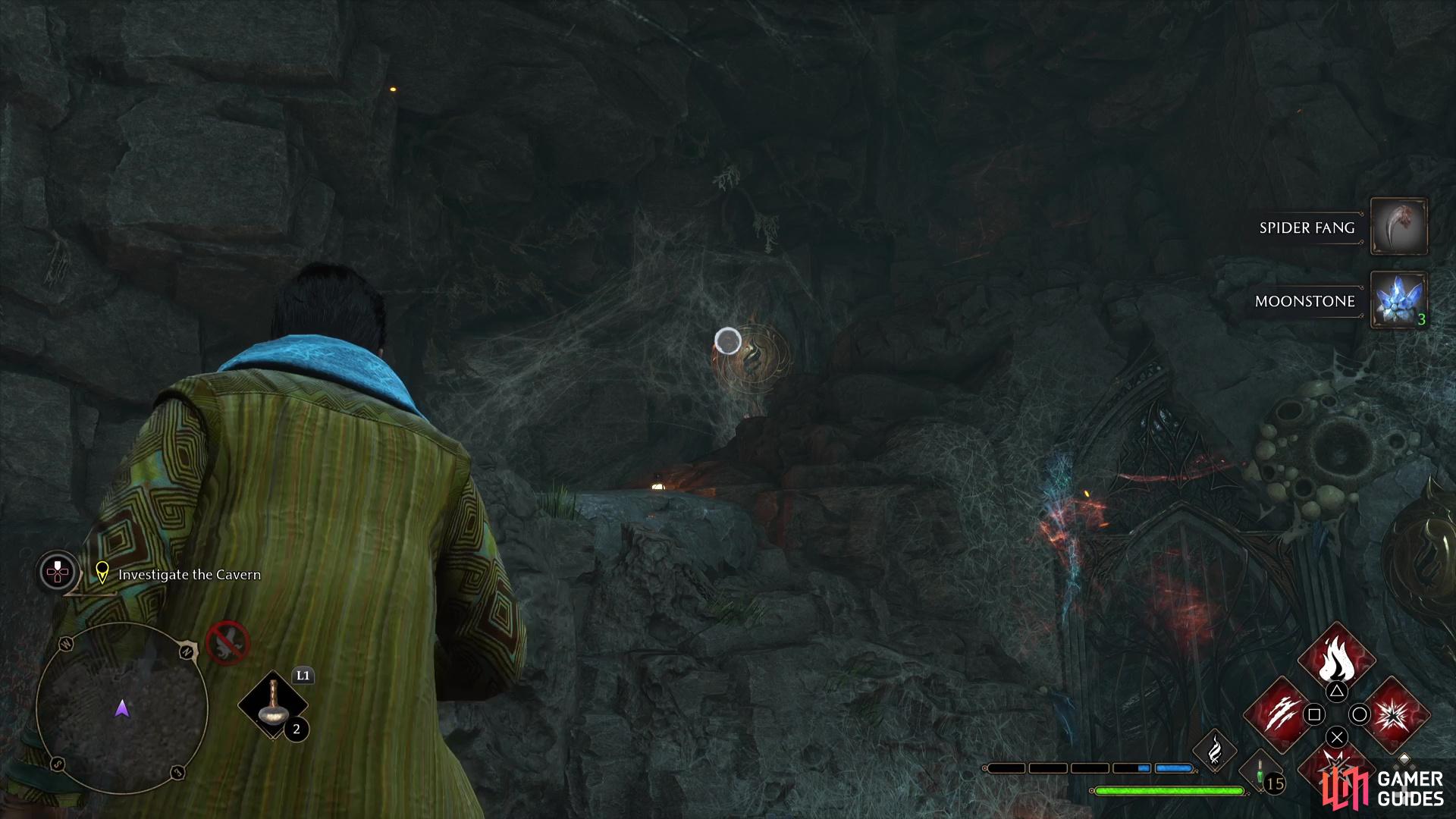 then the webs high up to the left of the door for the second rune