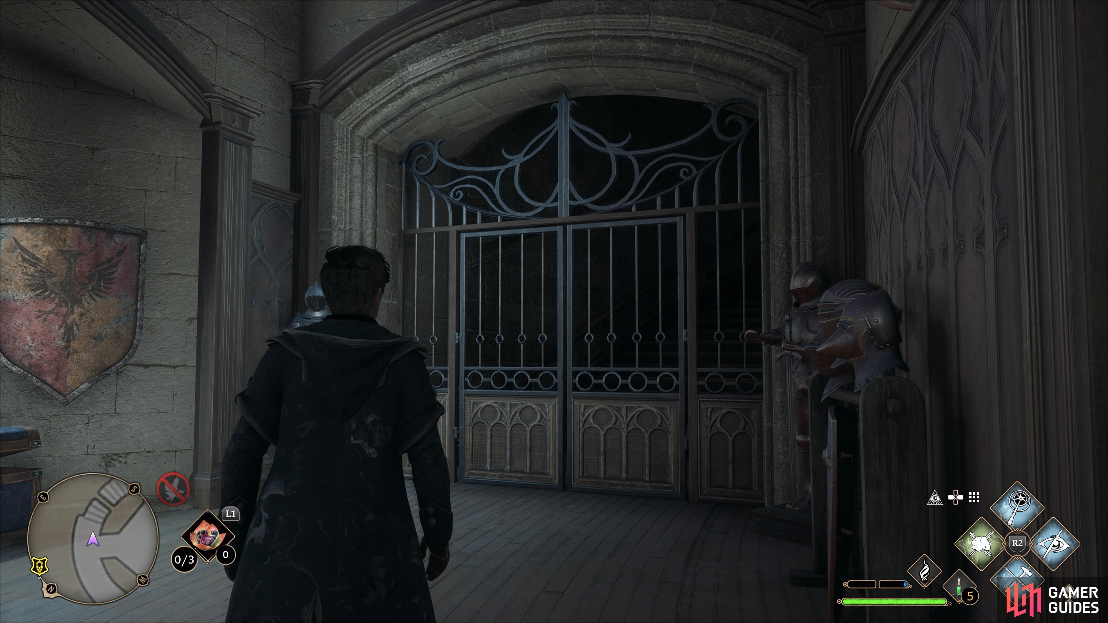 The locked gate at the end of the Trophy Room.