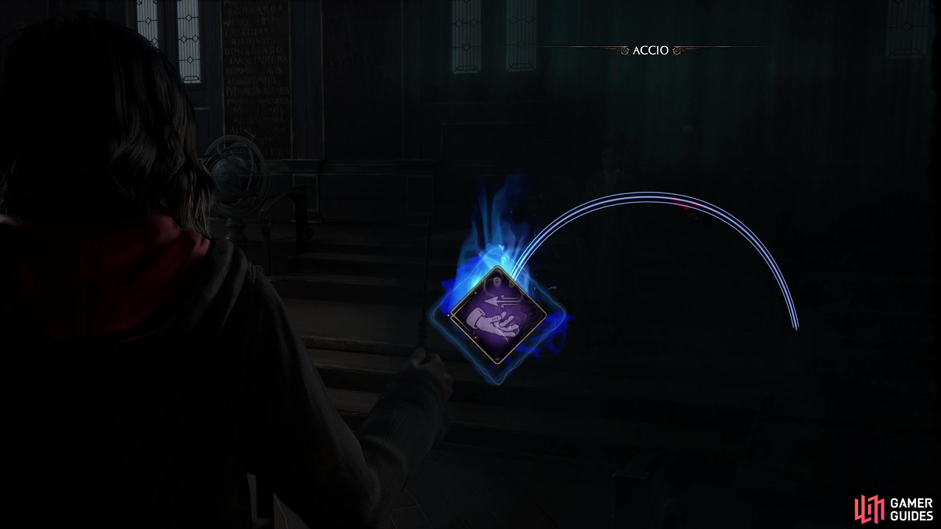 Accio is one of the first learnable Spells available to Witches and Wizards in Hogwarts Legacy. It allows them to pull object to their location.
