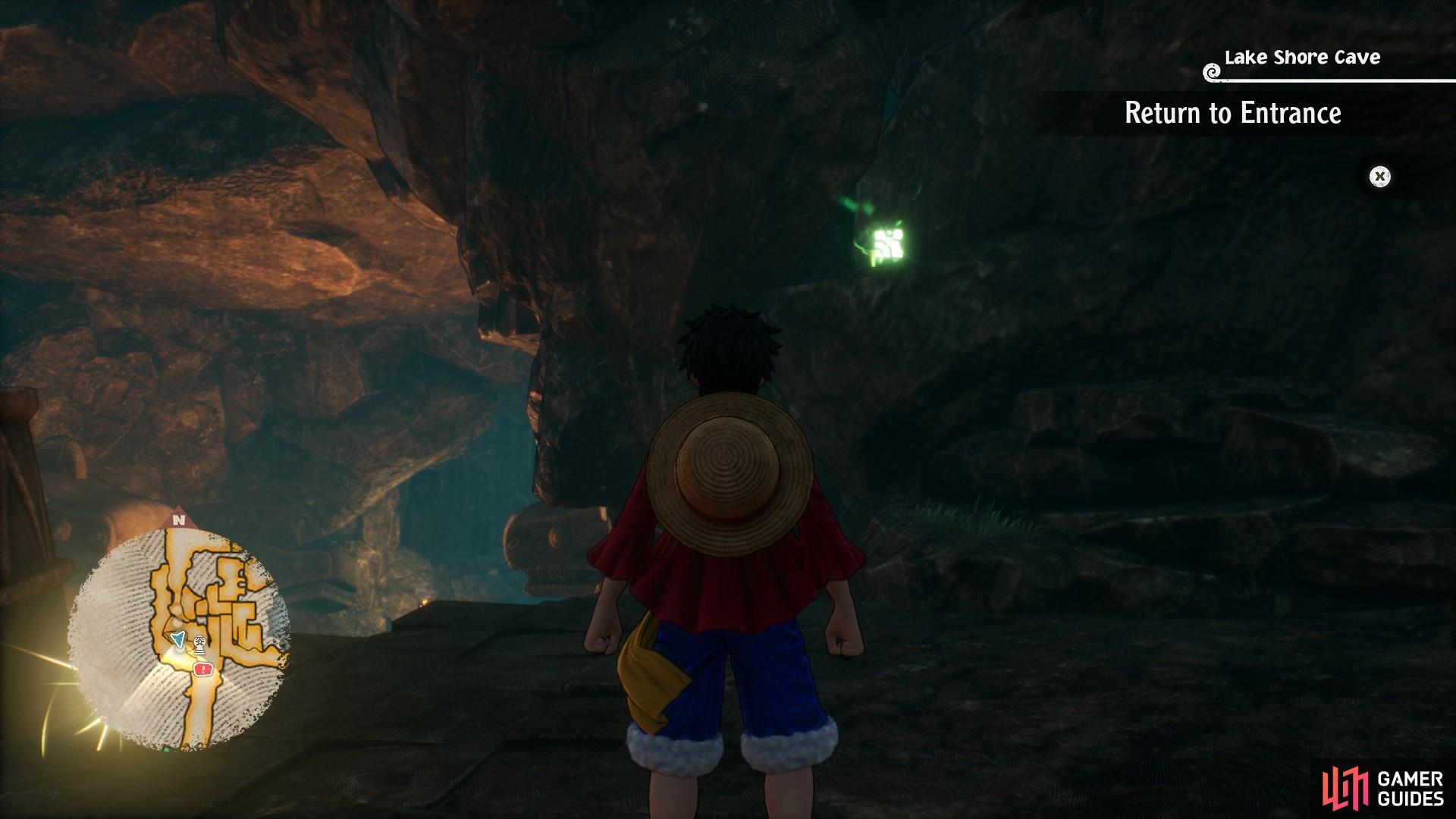Follow the route back to the start of the cave, and Usopp's is hovering over the drop-down.