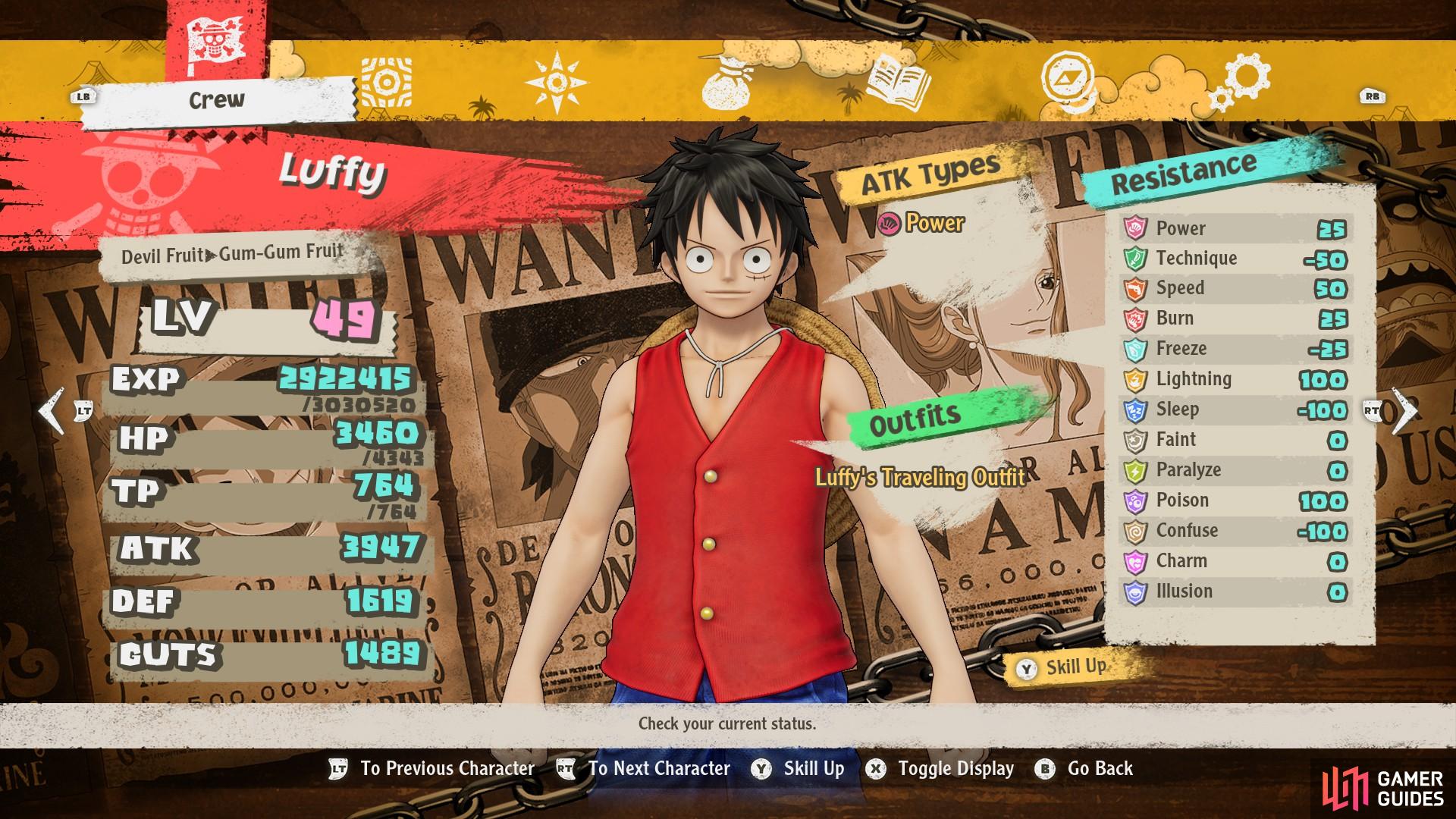 Here is a closer look at the One Piece Odyssey stats and their meanings.