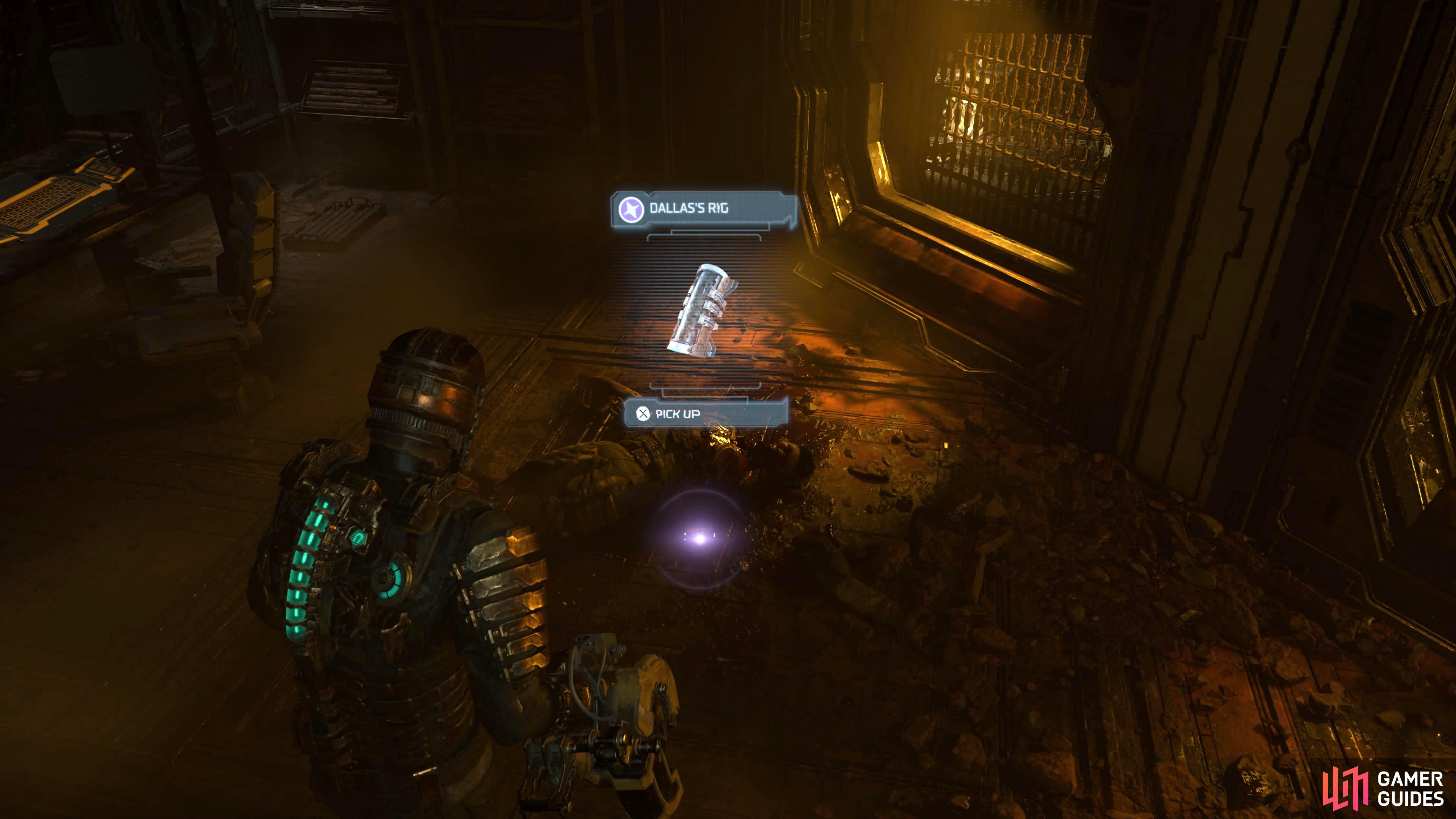 The RIG will be next to the corpse opposite the desk.
