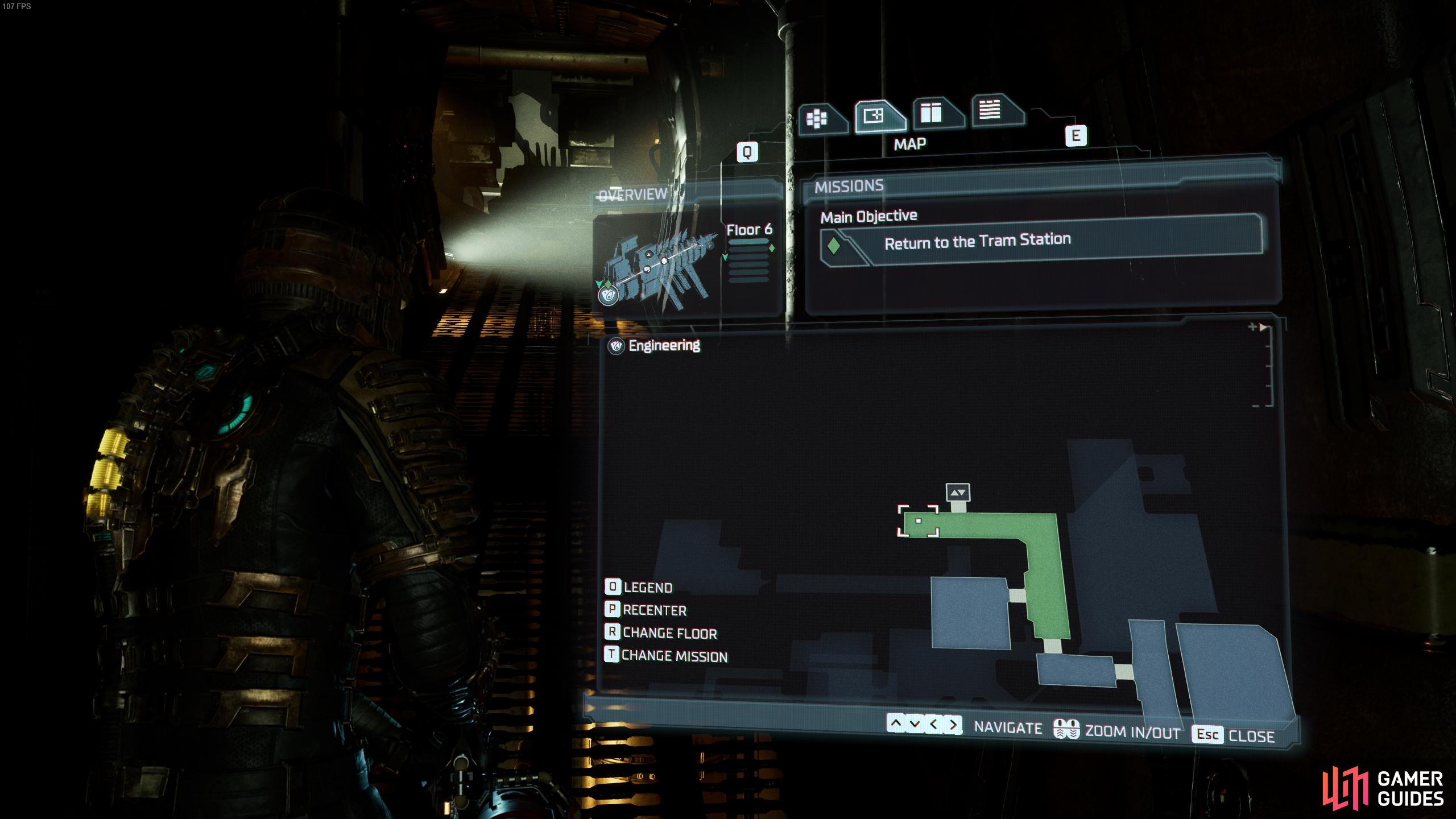 The location of the text log on Floor 6 of Engineering.