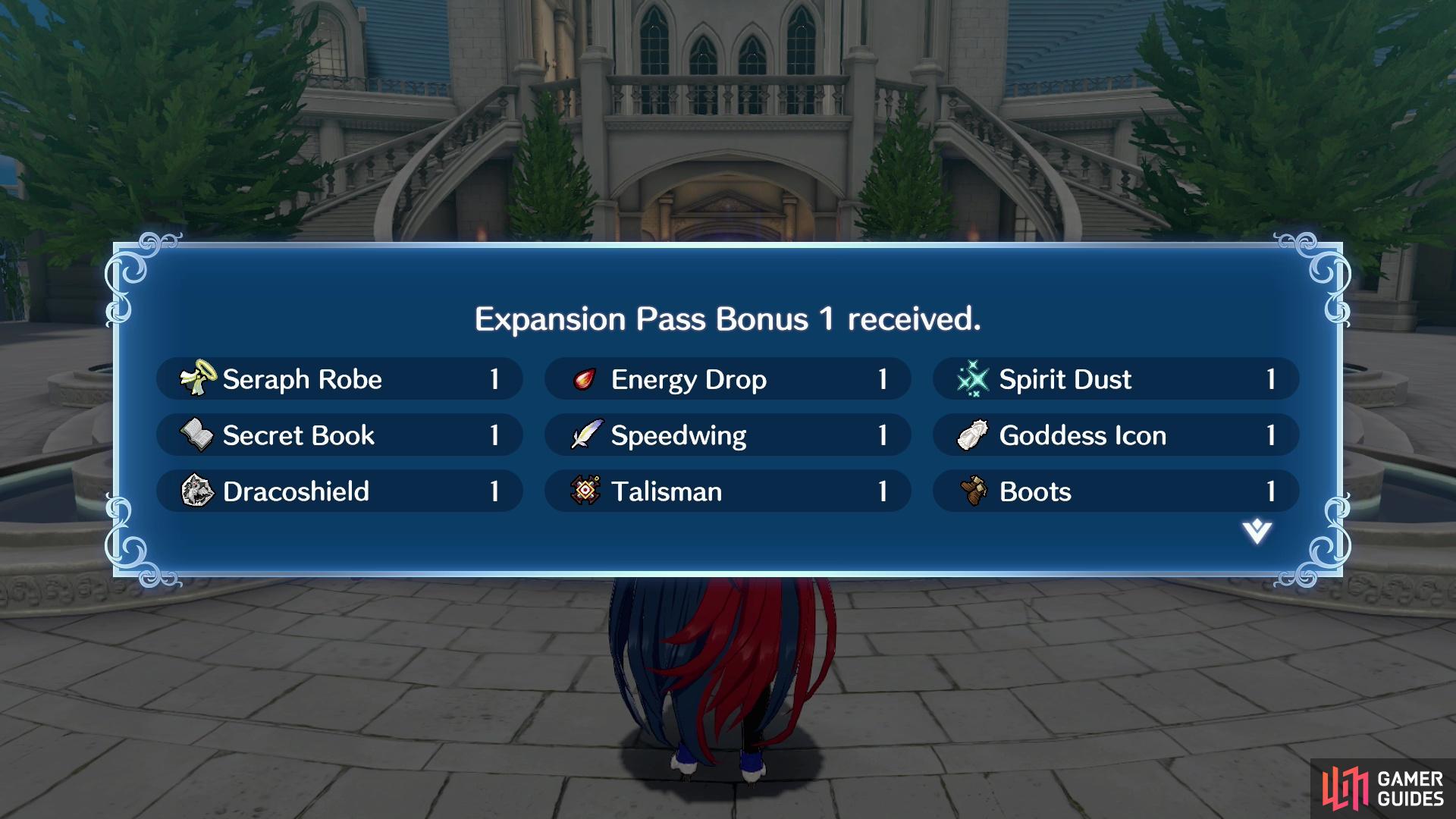 If you have the Expansion !Pass, you'll be rewarded with a variety of stat-boosting items.