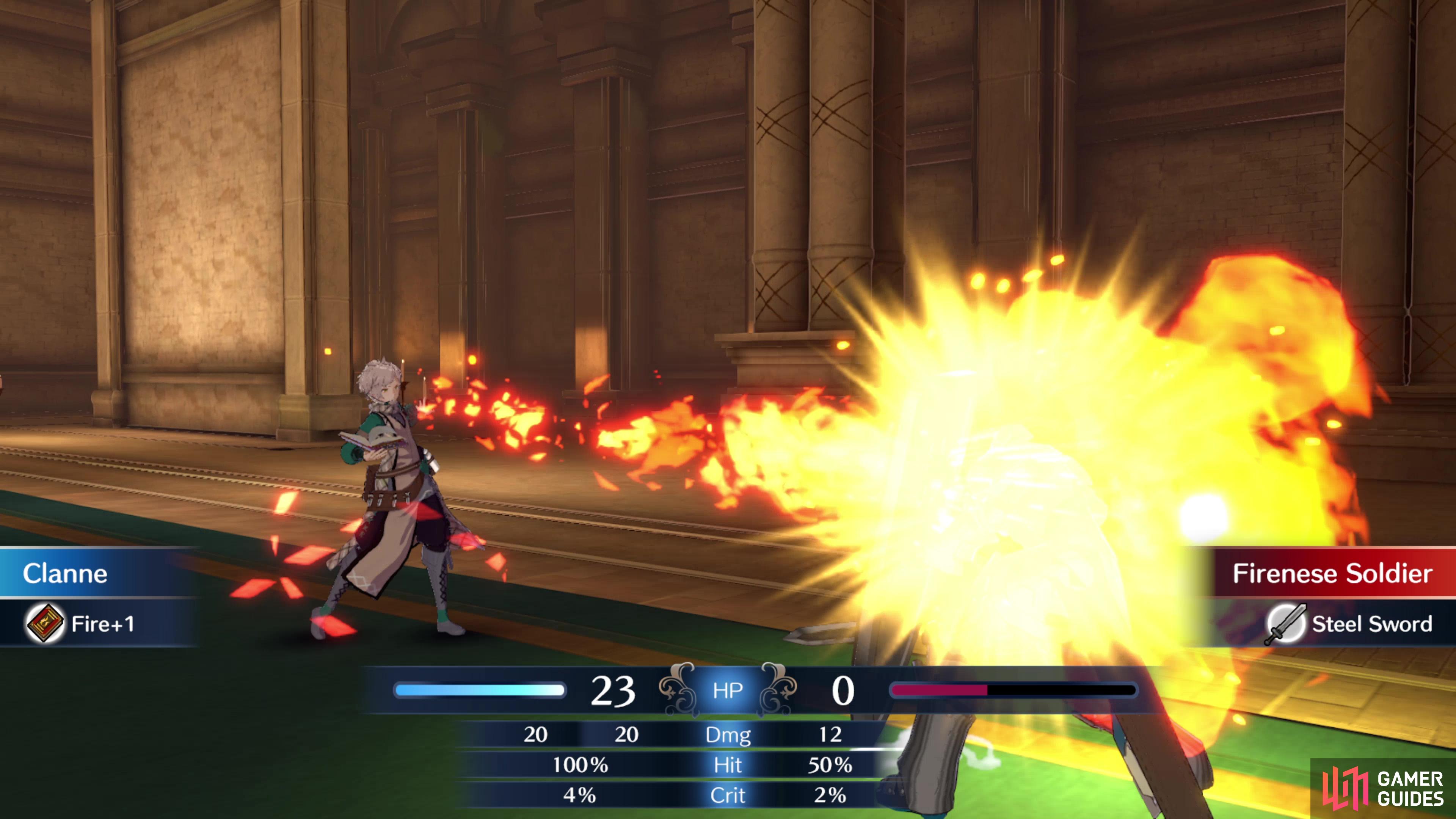 Clanne casting Fire in !Fire Emblem Engage