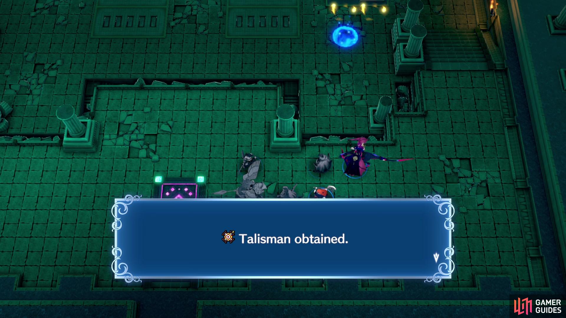 you will get a Talisman and an Elixir if you prevent too many crystals from being smashed.