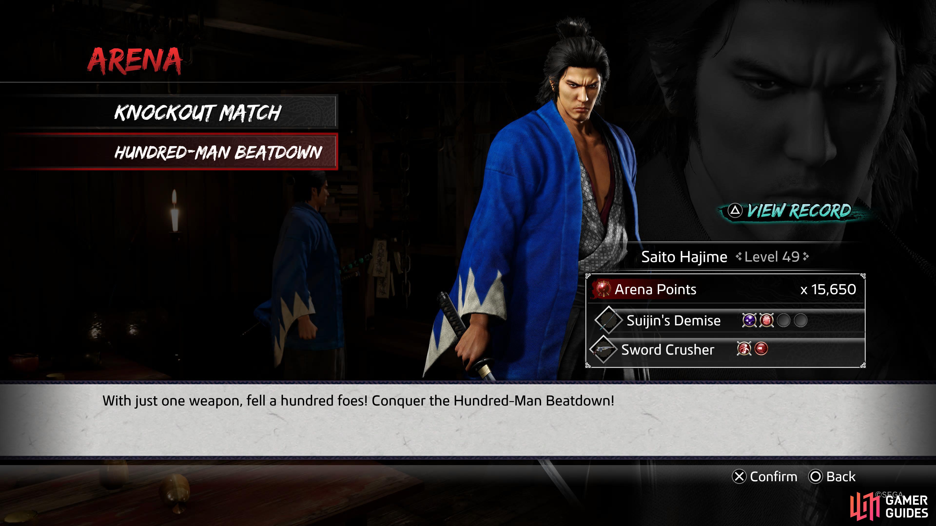 Hundred-Man Beatdown is exactly what it says on the tin. You'll choose a style where you'll need to defeat 100 men!