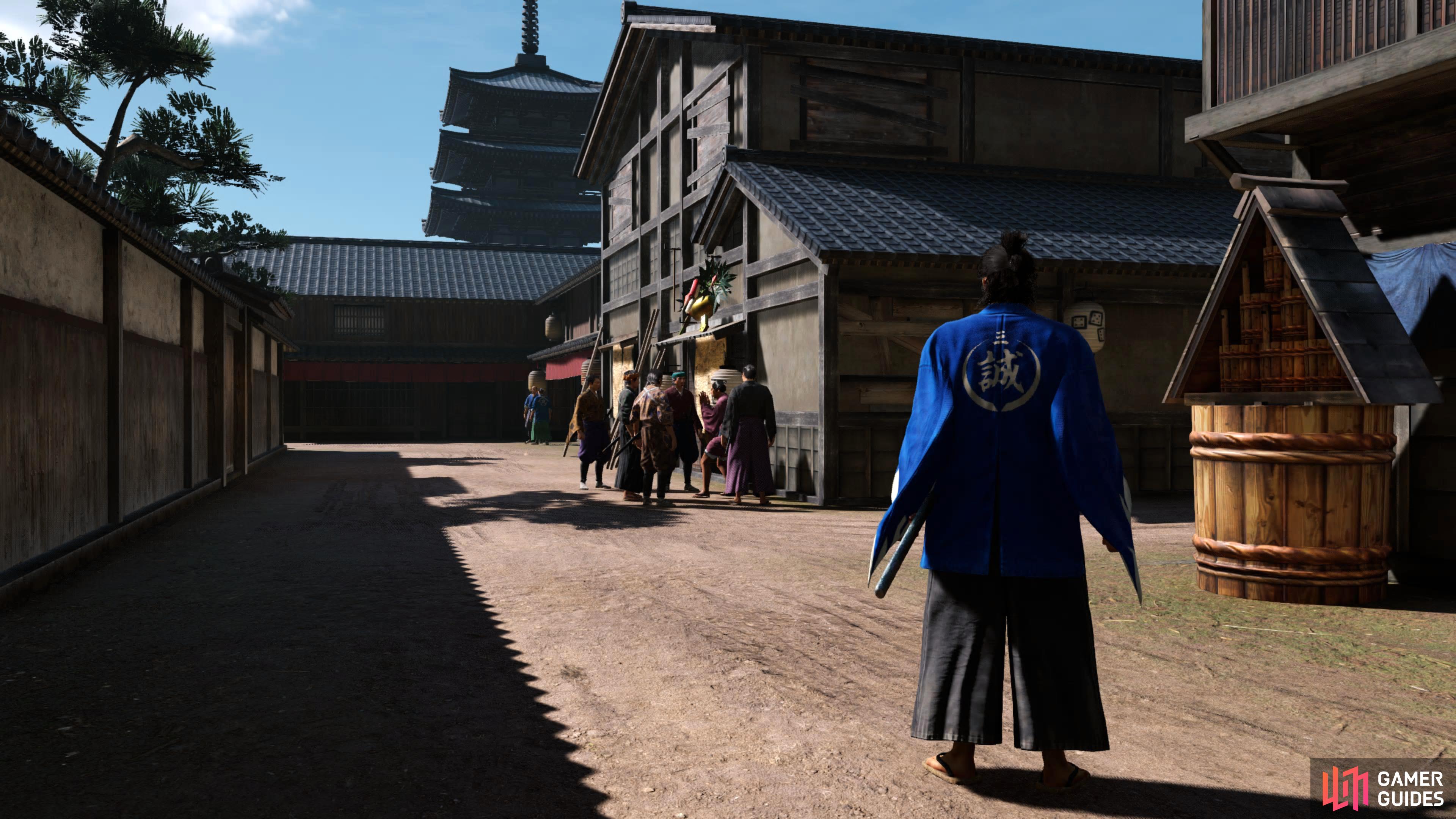 Something's happening outside the Gambler's Den in Rakugai, what could be going on?