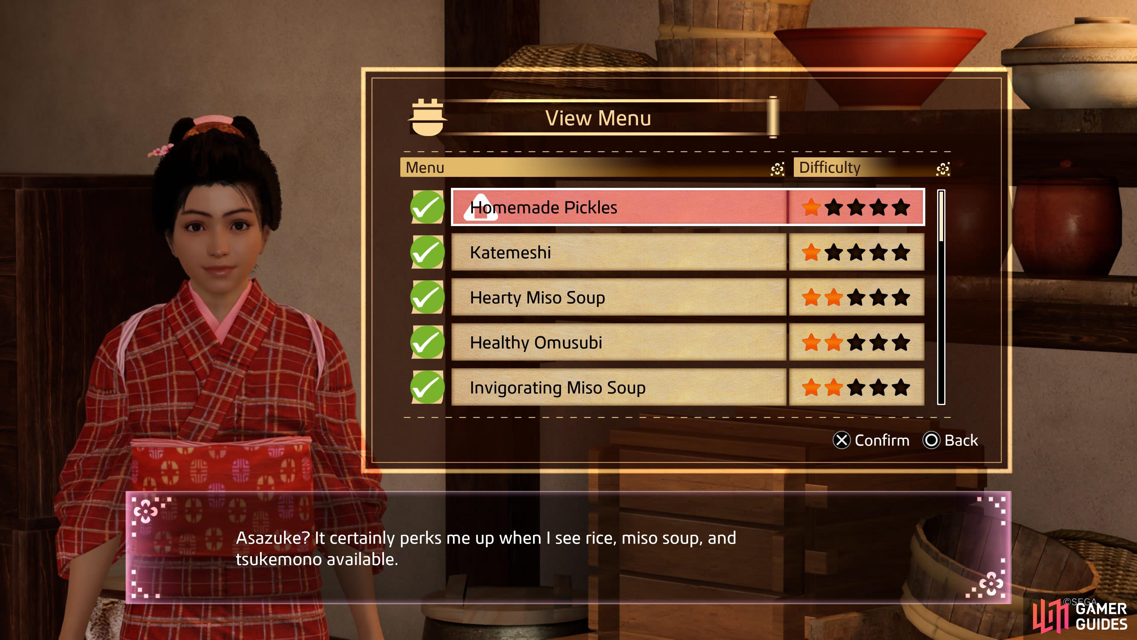 There are over 20 cooking recipes in Like a Dragon: Ishin.