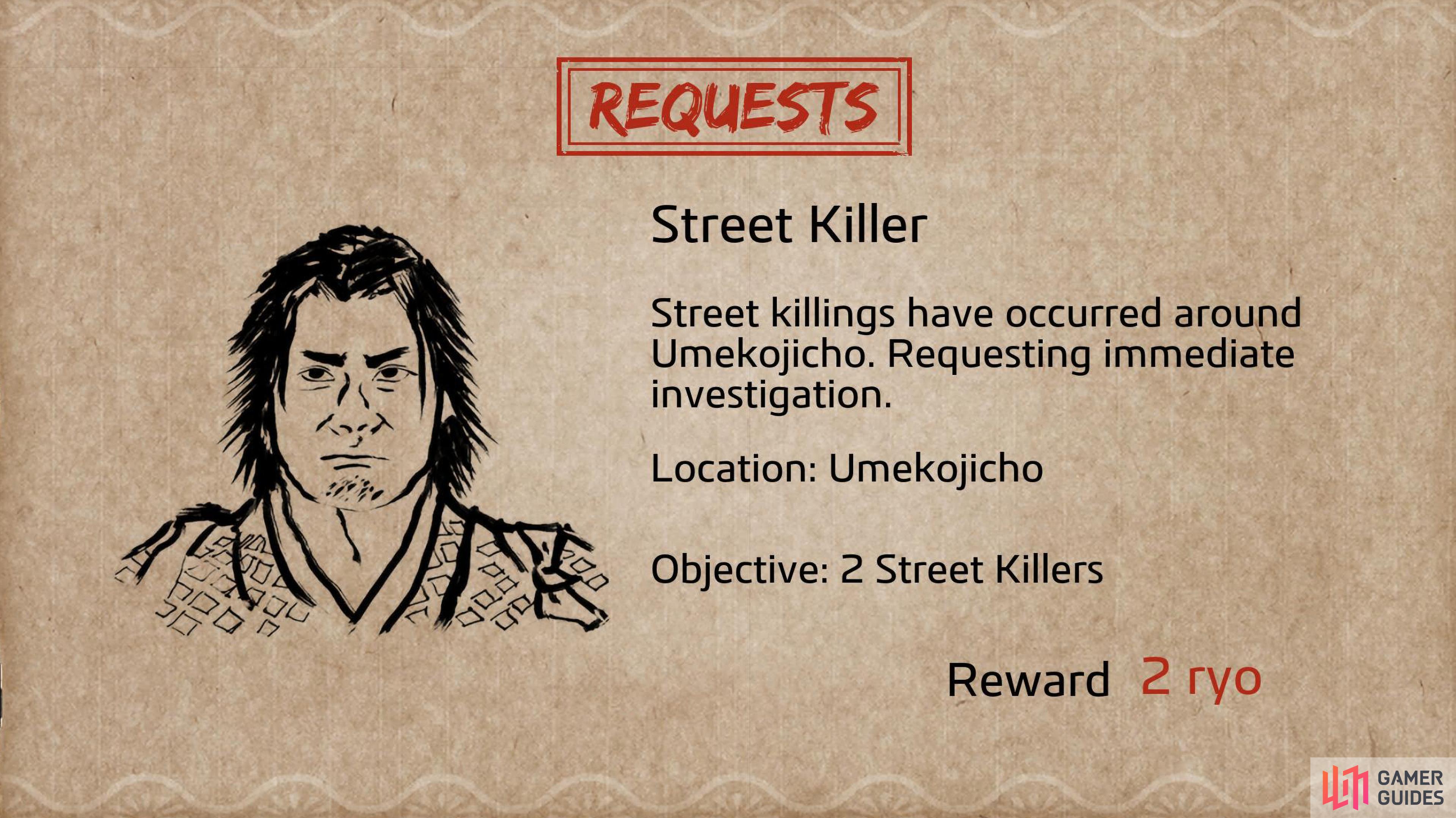 Street Killer: Aramasa will be your sixth Wanted Men Request.