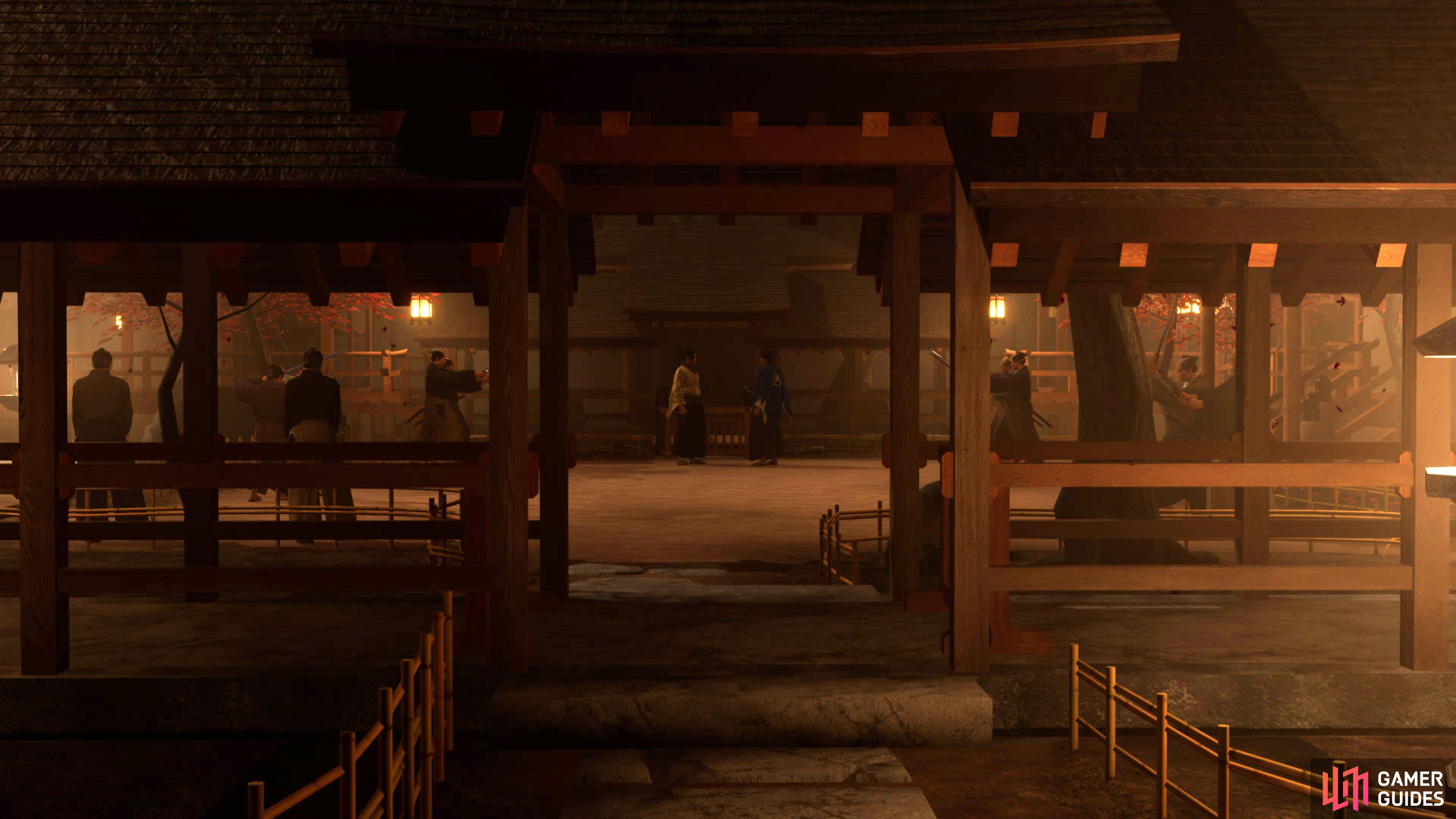 Ryoma and Ginryu inside the Master Dojo.