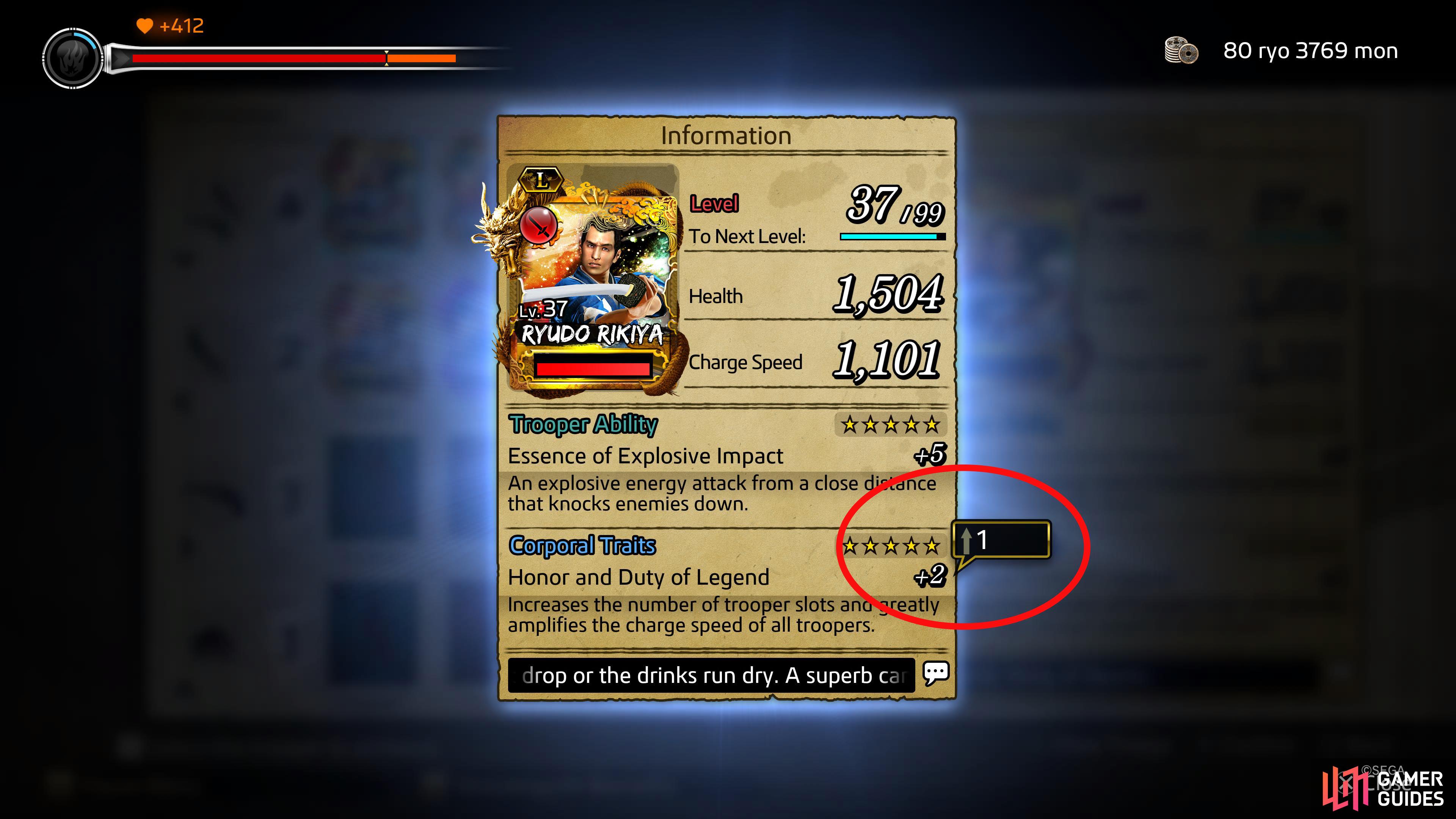 This will increase the level of the Corporal Trait.