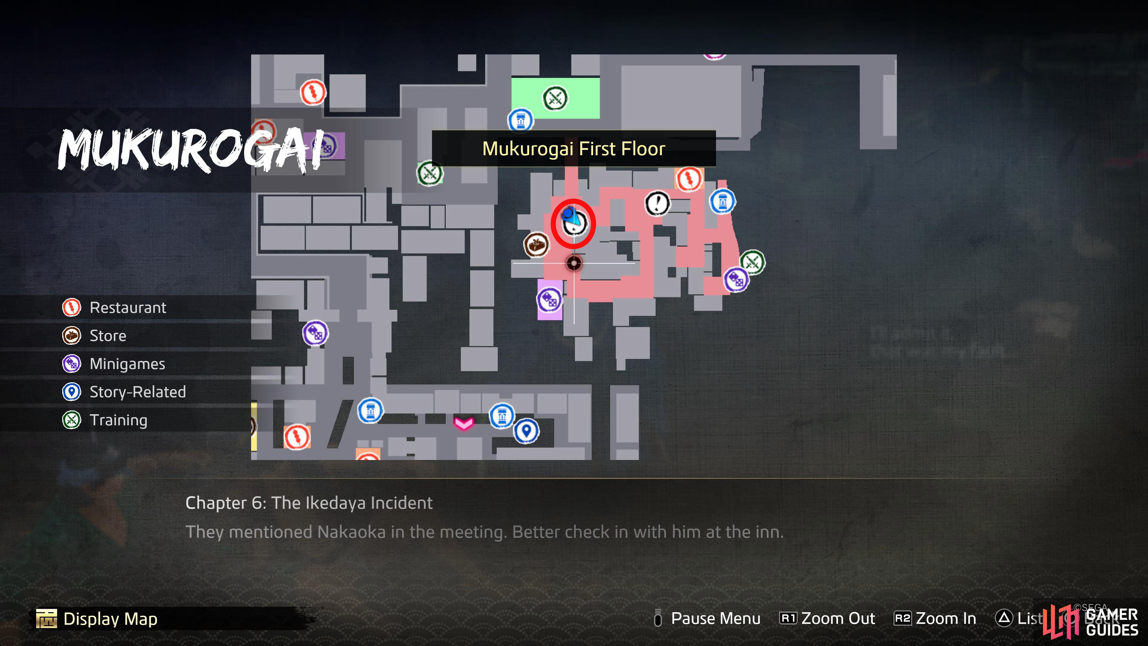 When you enter Mukurogai, a ! will appear on the map.