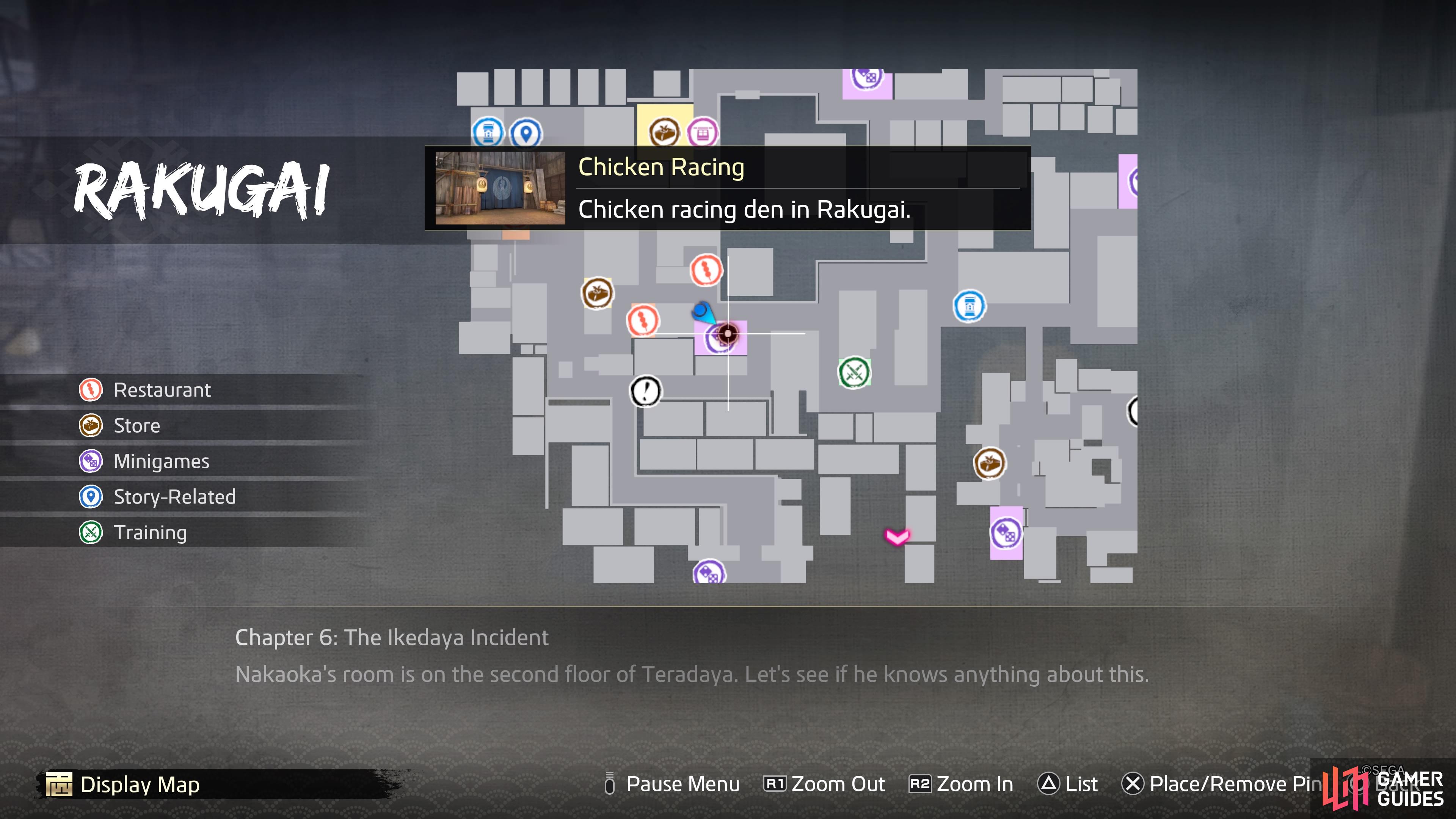 The location of the Chicken Racing minigame on the map