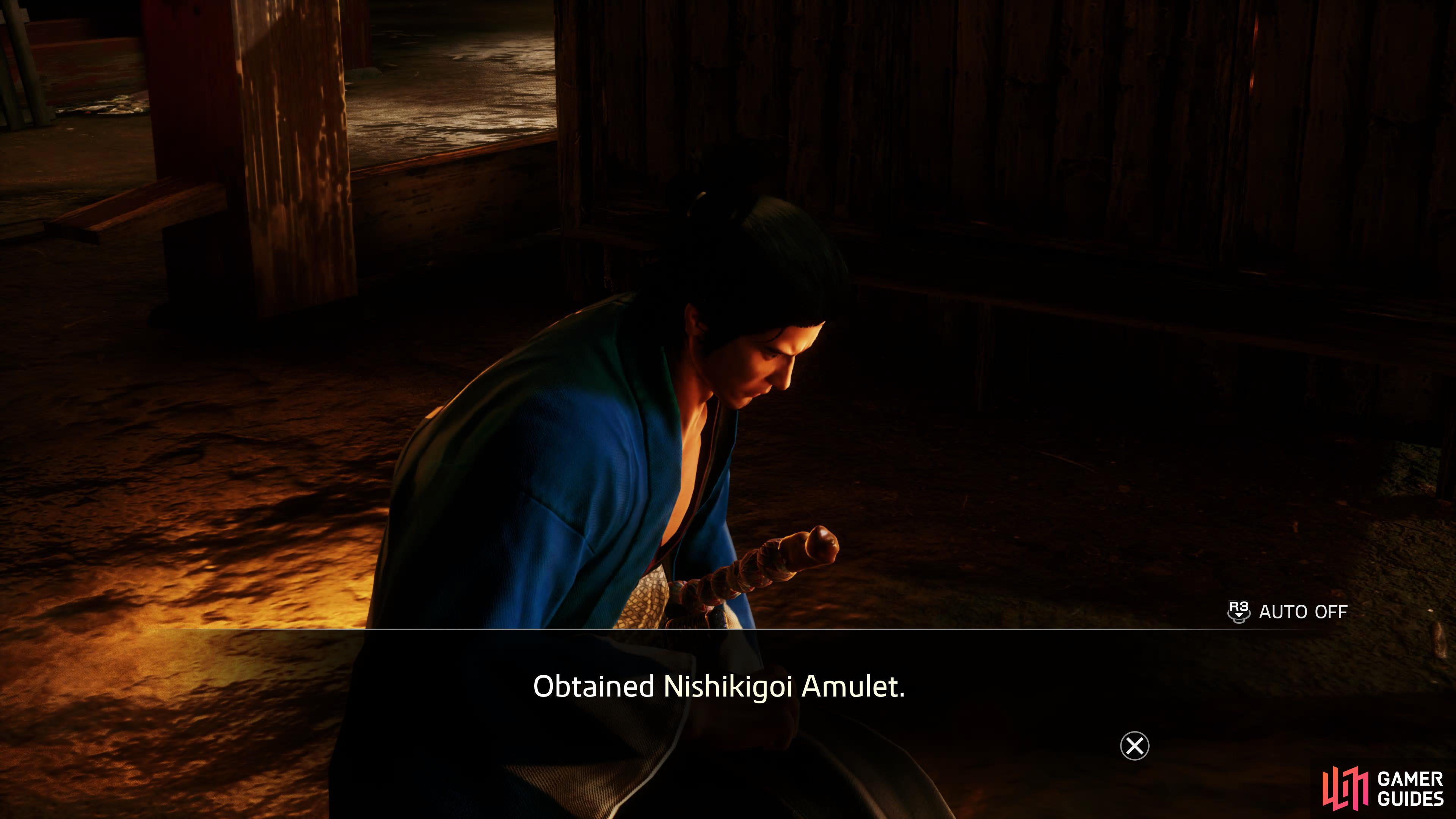 The Fallen Ghost Warrior will reward you with a Nishikigoi Amulet after defeating him.