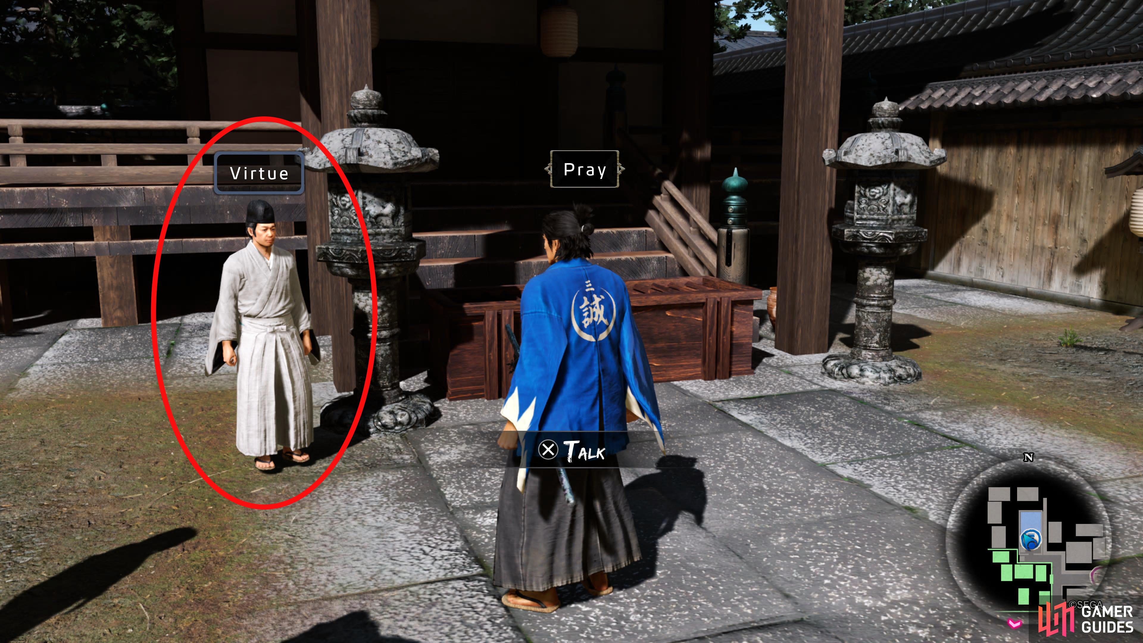 You can only access the shop if you have it unlocked first. Talking to the priest with the shop unlocked will create a bond with him.