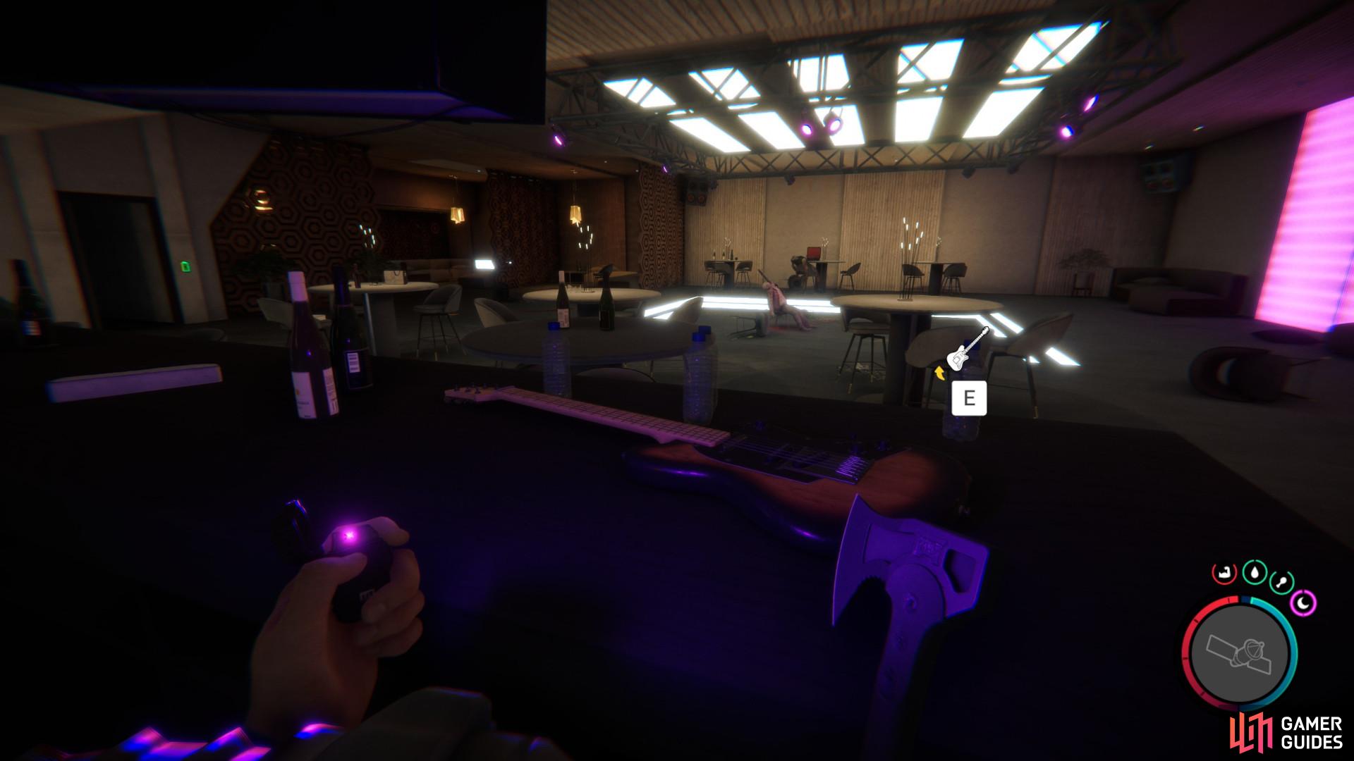 You can get the Guitar in Sons of the Forest from the bar in the nightclub entertainment bunker.