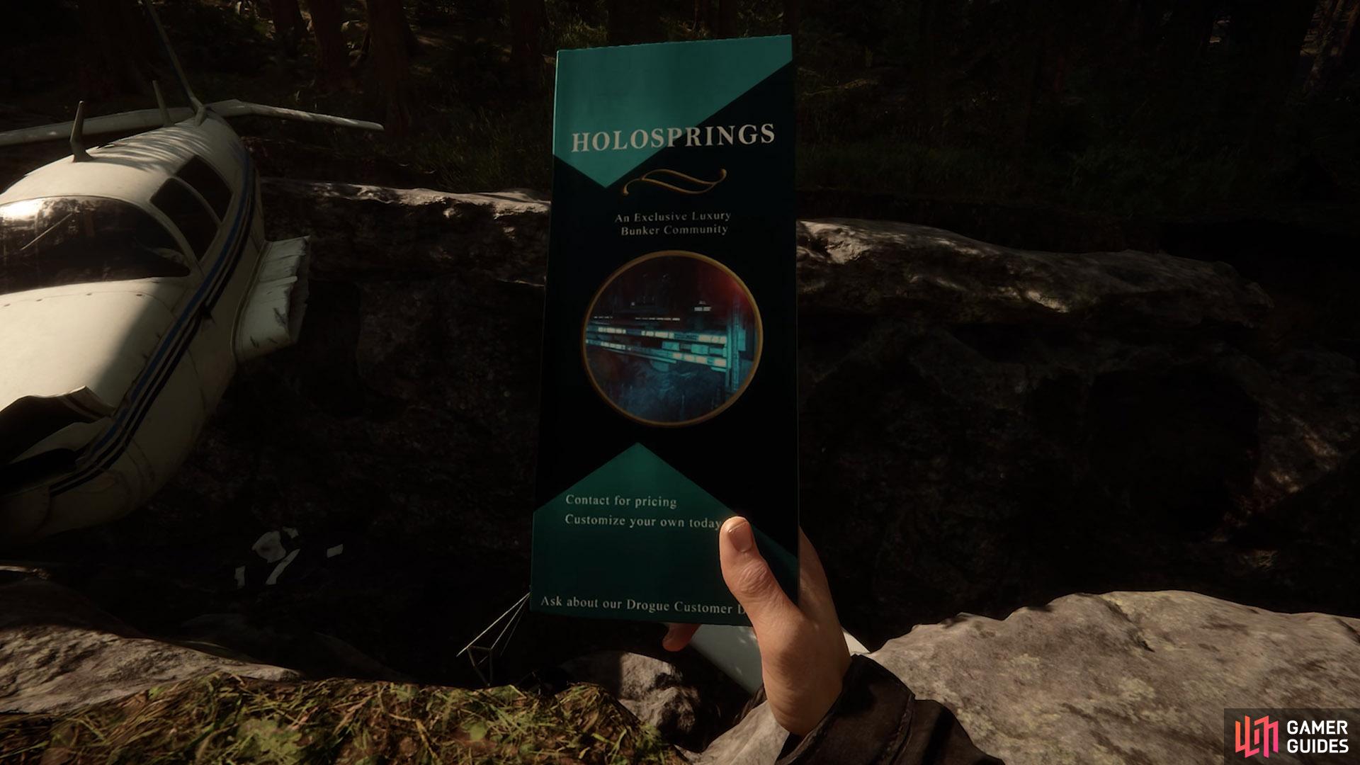 Holosprings pamphlet in Sons Of The Forest