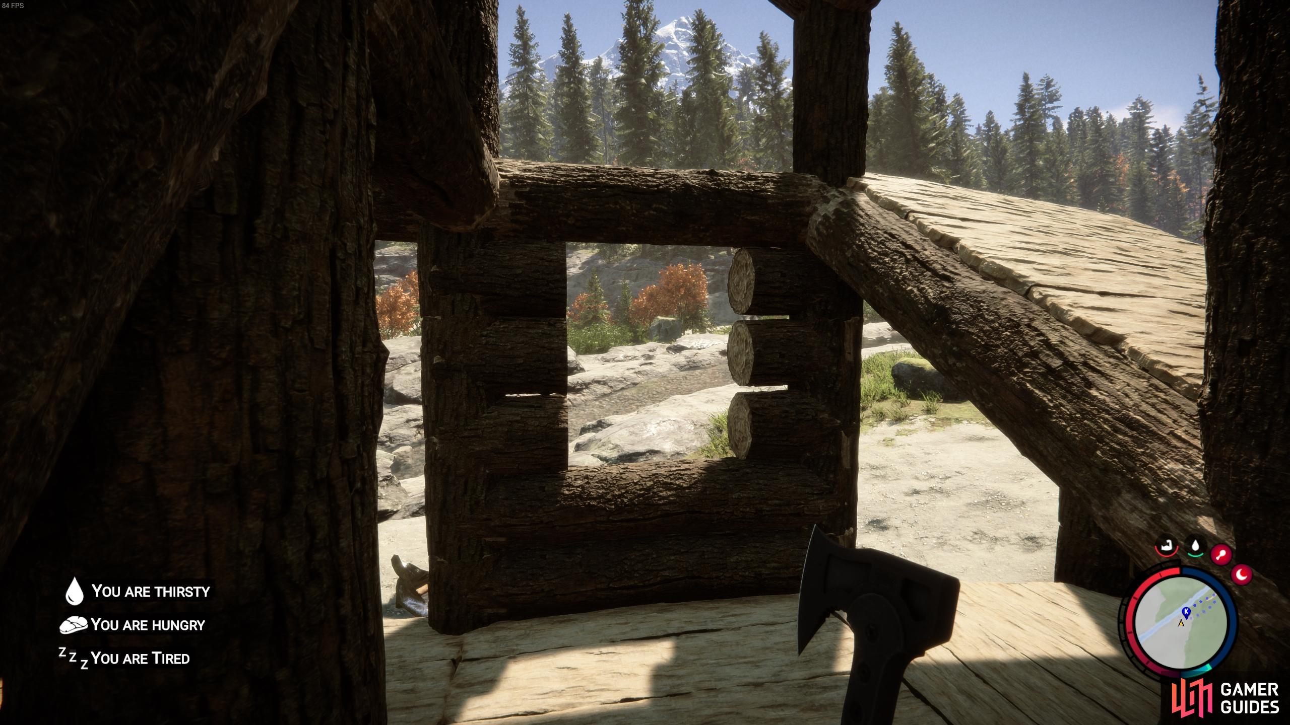 You can create a window by chopping enough chunks of wood out of the wall.