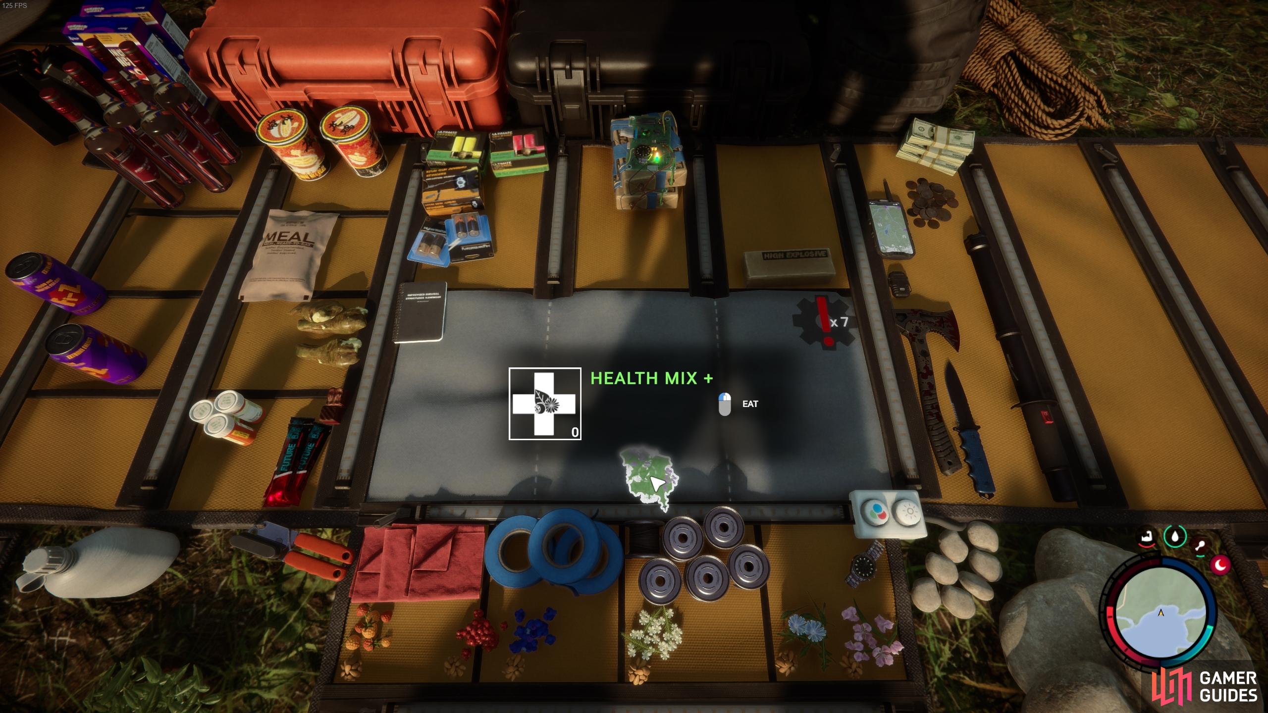 You can consume a Health Mix directly from your inventory, or add it to your Backpack for quick access during a fight.
