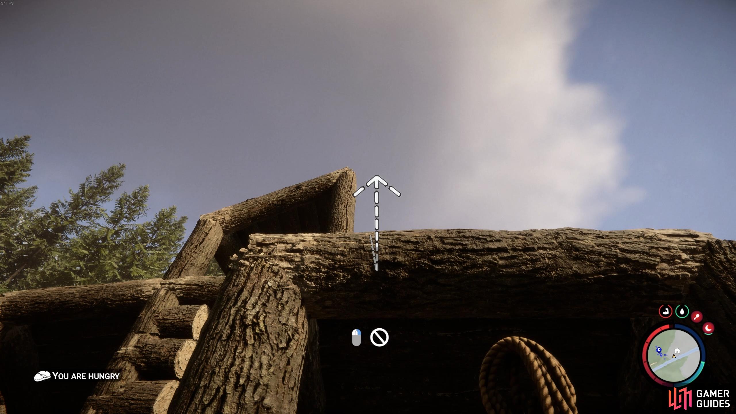 You can start by attaching the rope to a horizontal log.