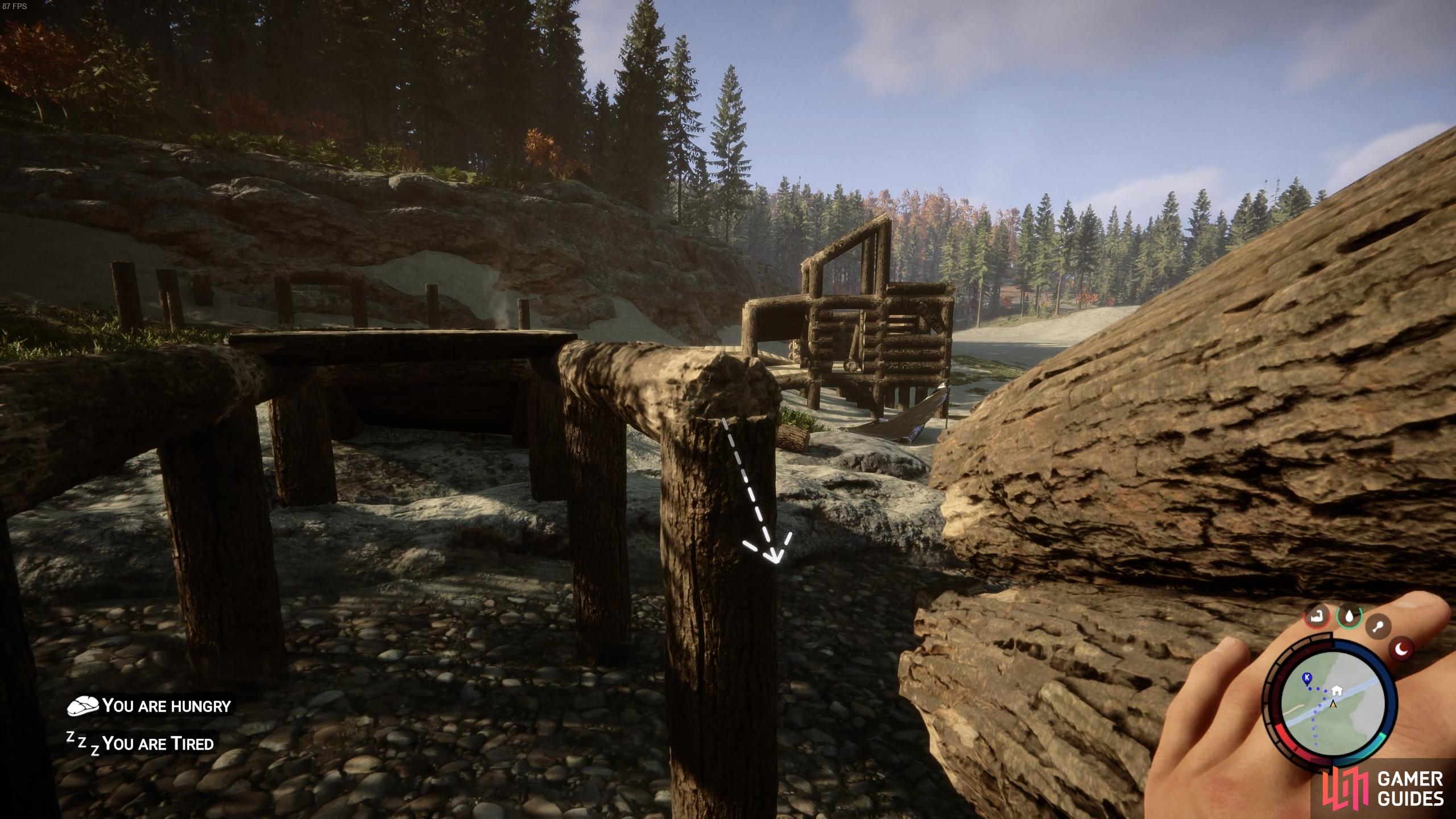 You can place logs diagonally from vertical logs to create a structure for a ramp or steps.