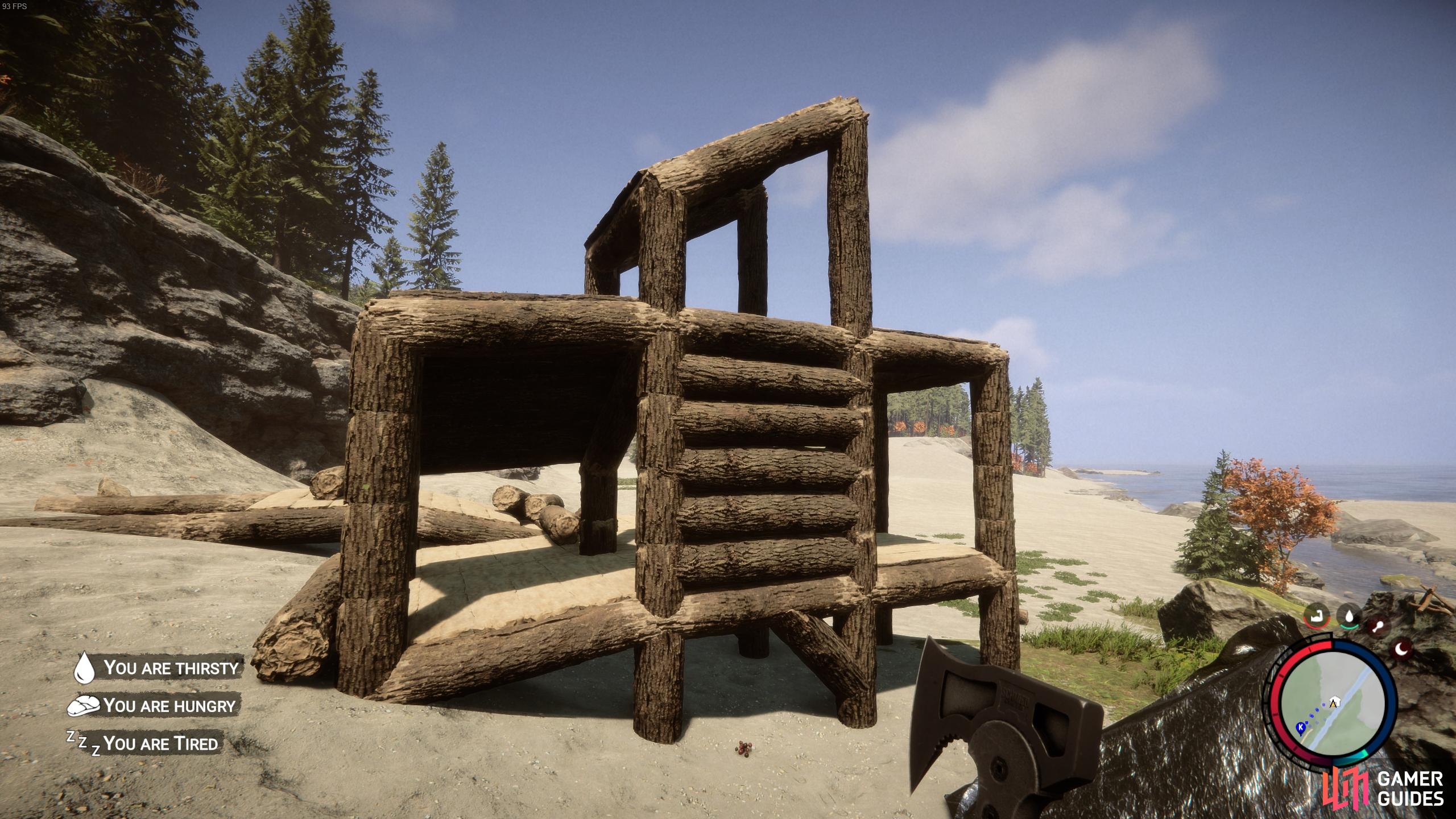 You can stack logs to build a basic wall for any structure.