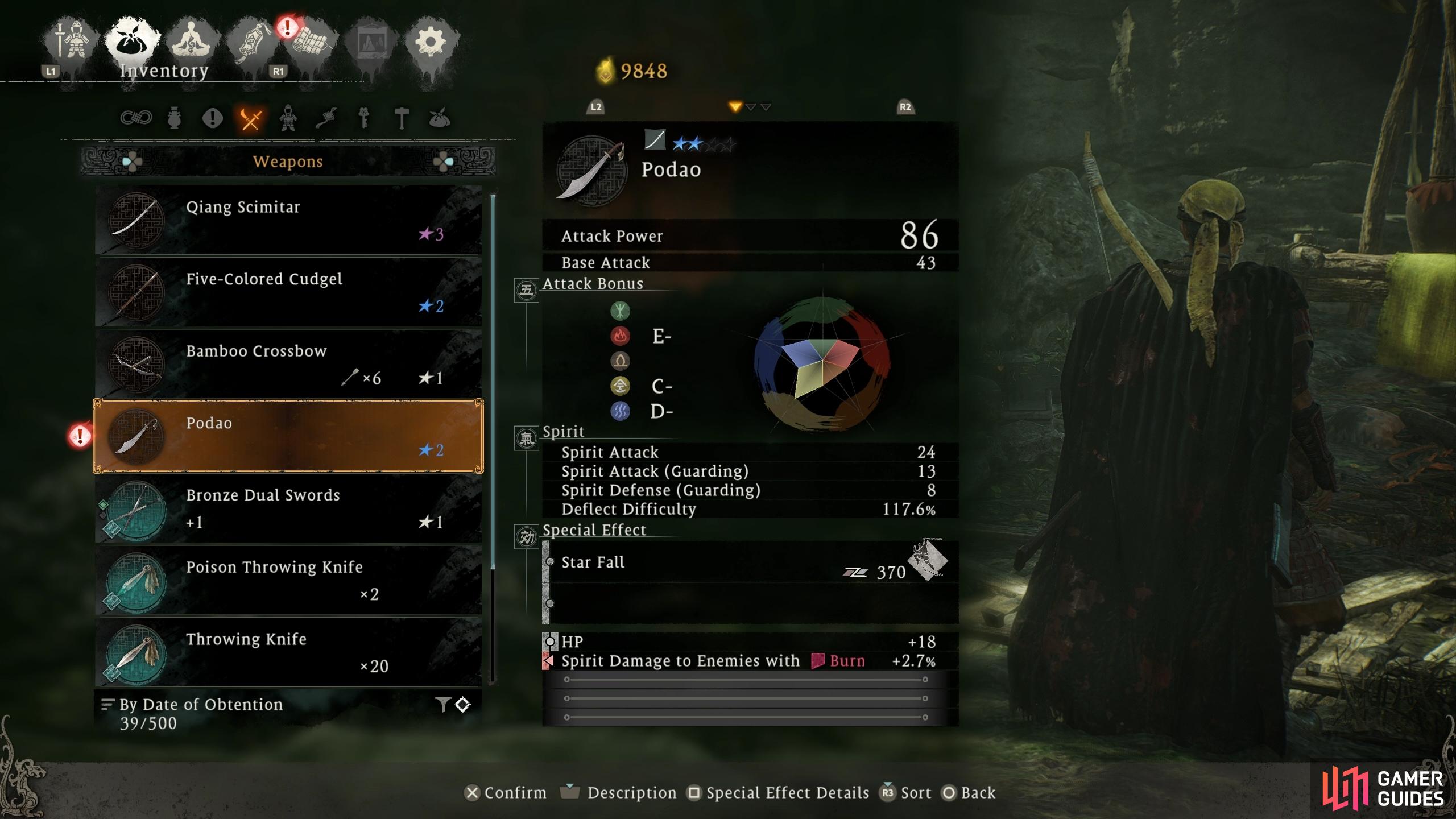 You can select most weapons or armor pieces to feed the Shitieshou Demon.