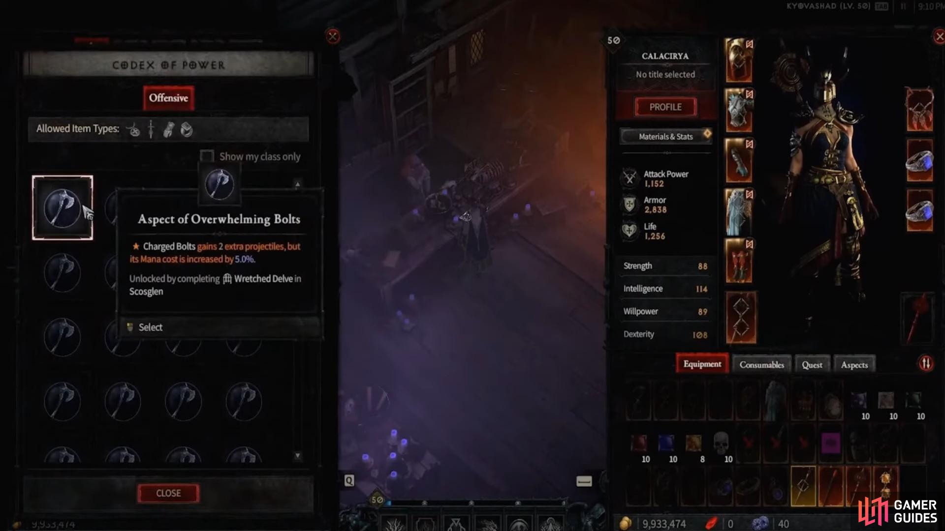 Players can visit the Occultist to modify legendary affixes using Diablo 4's Codex of Power system. Image via Blizzard Entertainment.