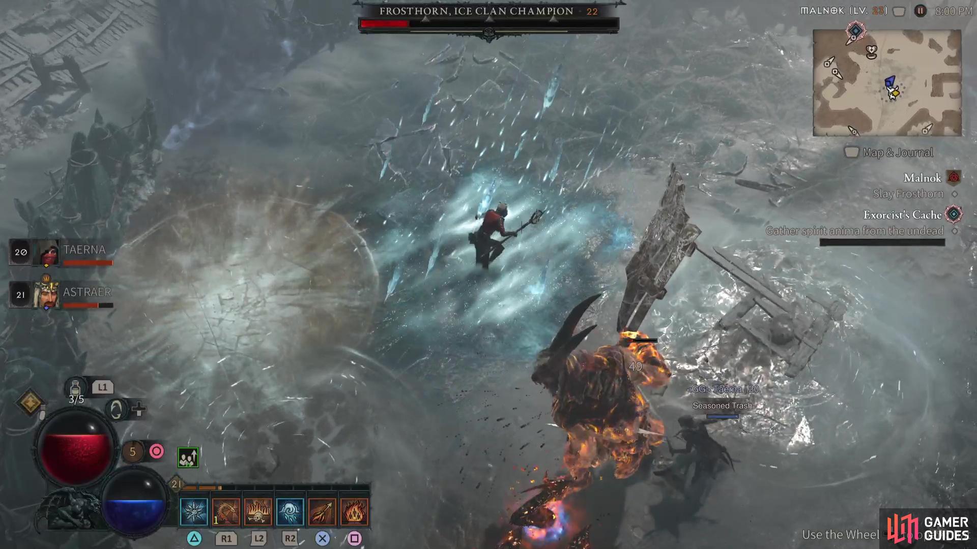 the last half of the battle sees icy explosions circle around the outer edge of the arena.