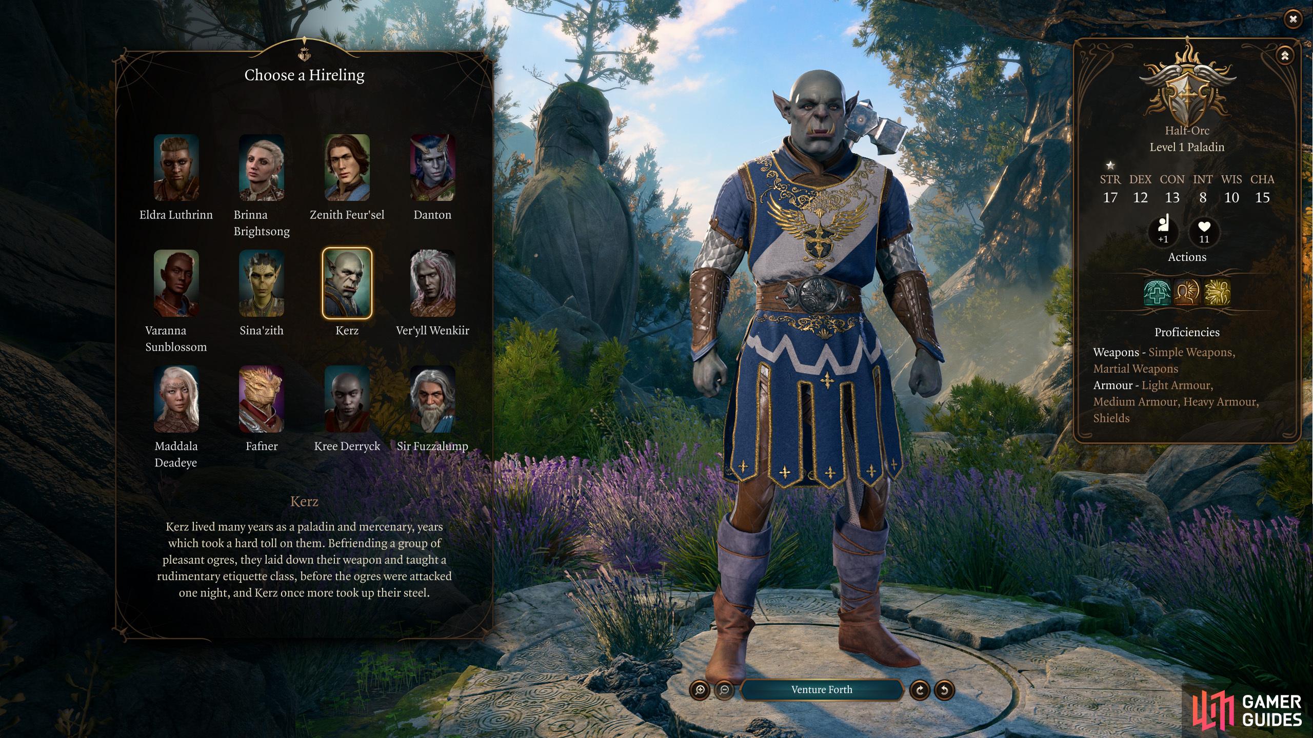 Each Hireling is a character you can bring to your party from the character creation screen. Image via Larian Studios.