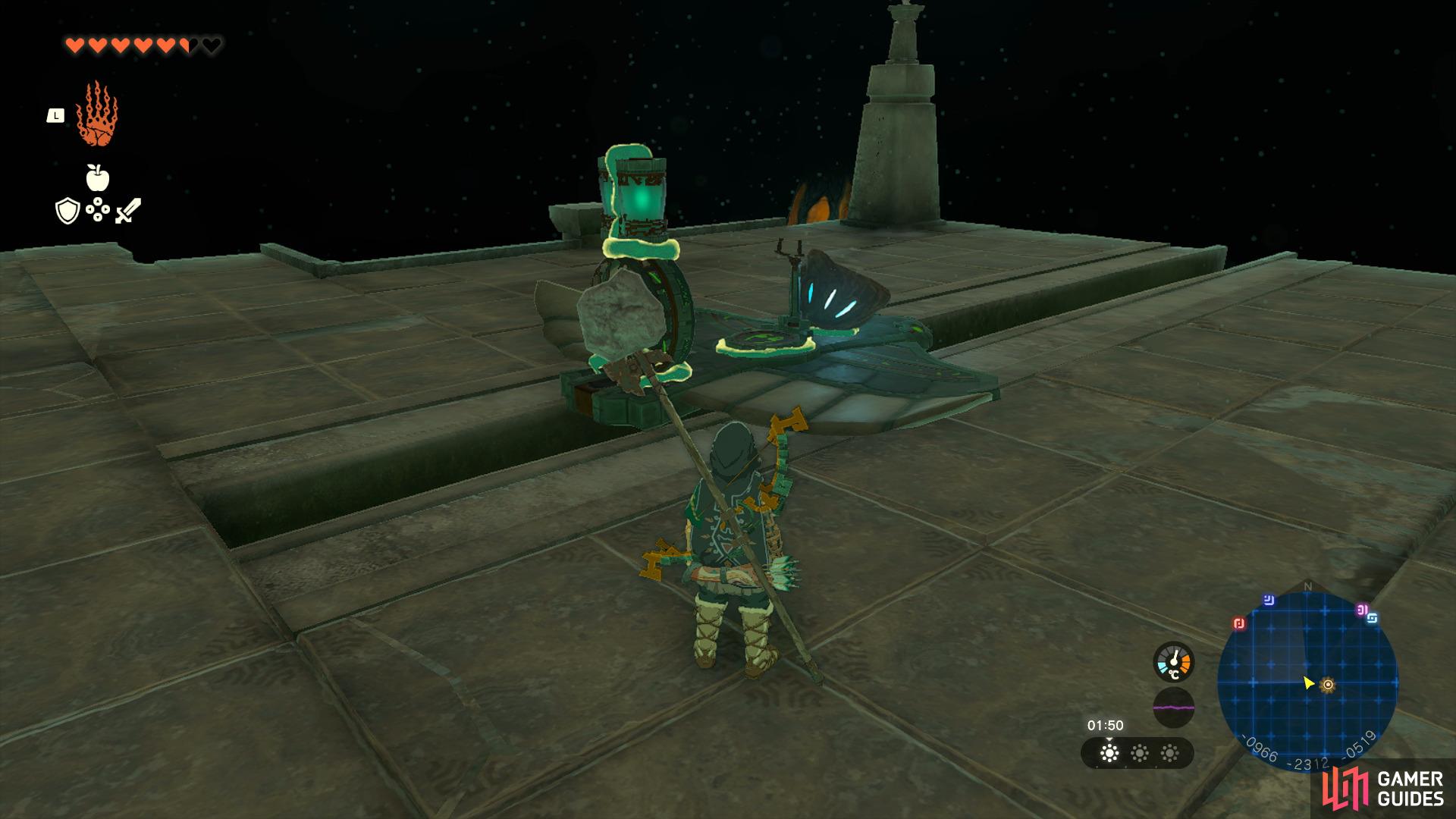 then use the wing glider to reach the statue.