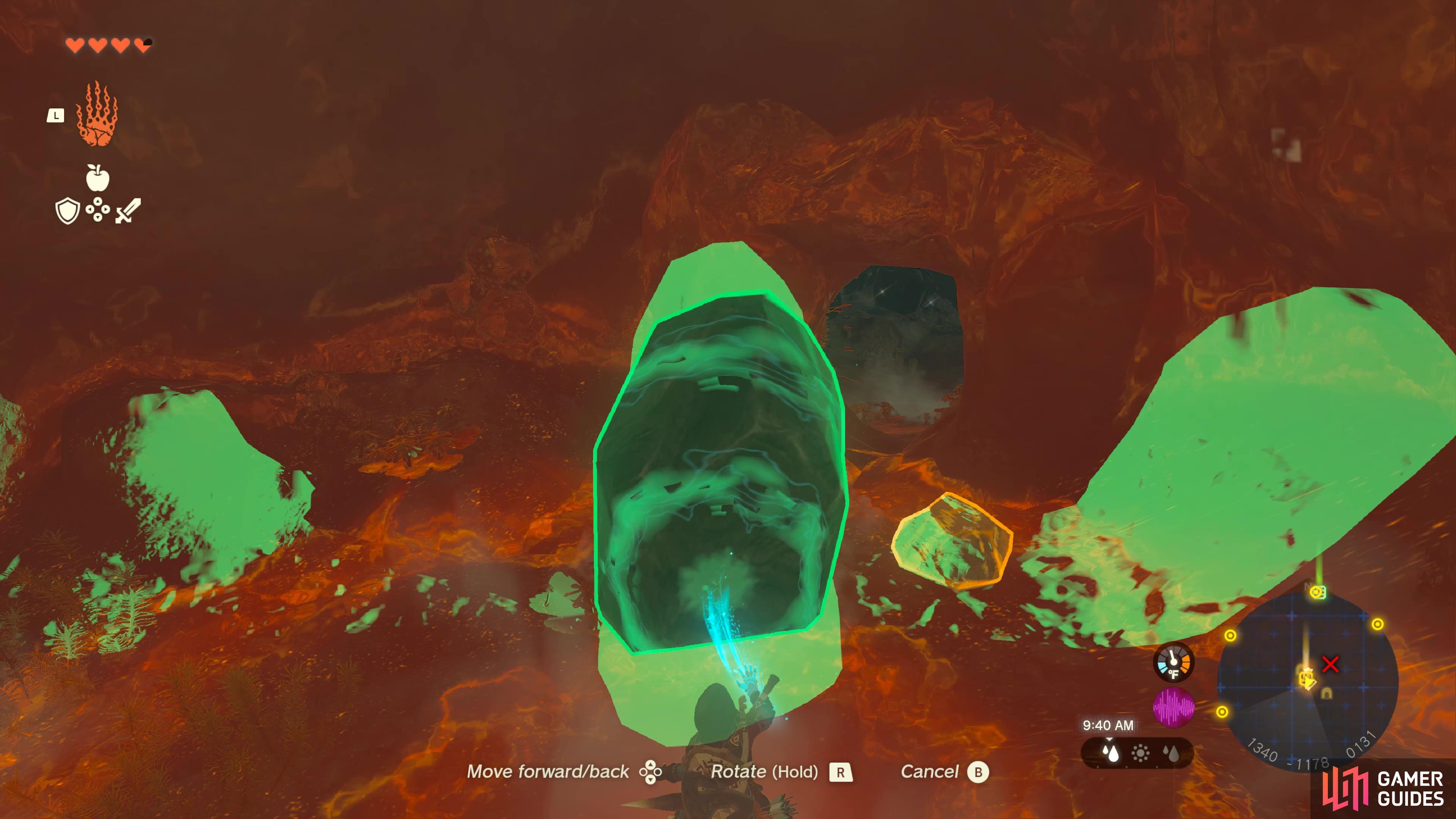move the boulder with Ultrahand to reach a secret room